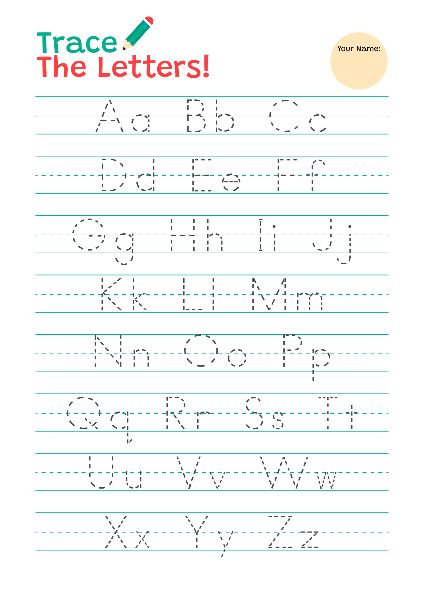 Printable Alphabet Tracing Worksheets A-Z