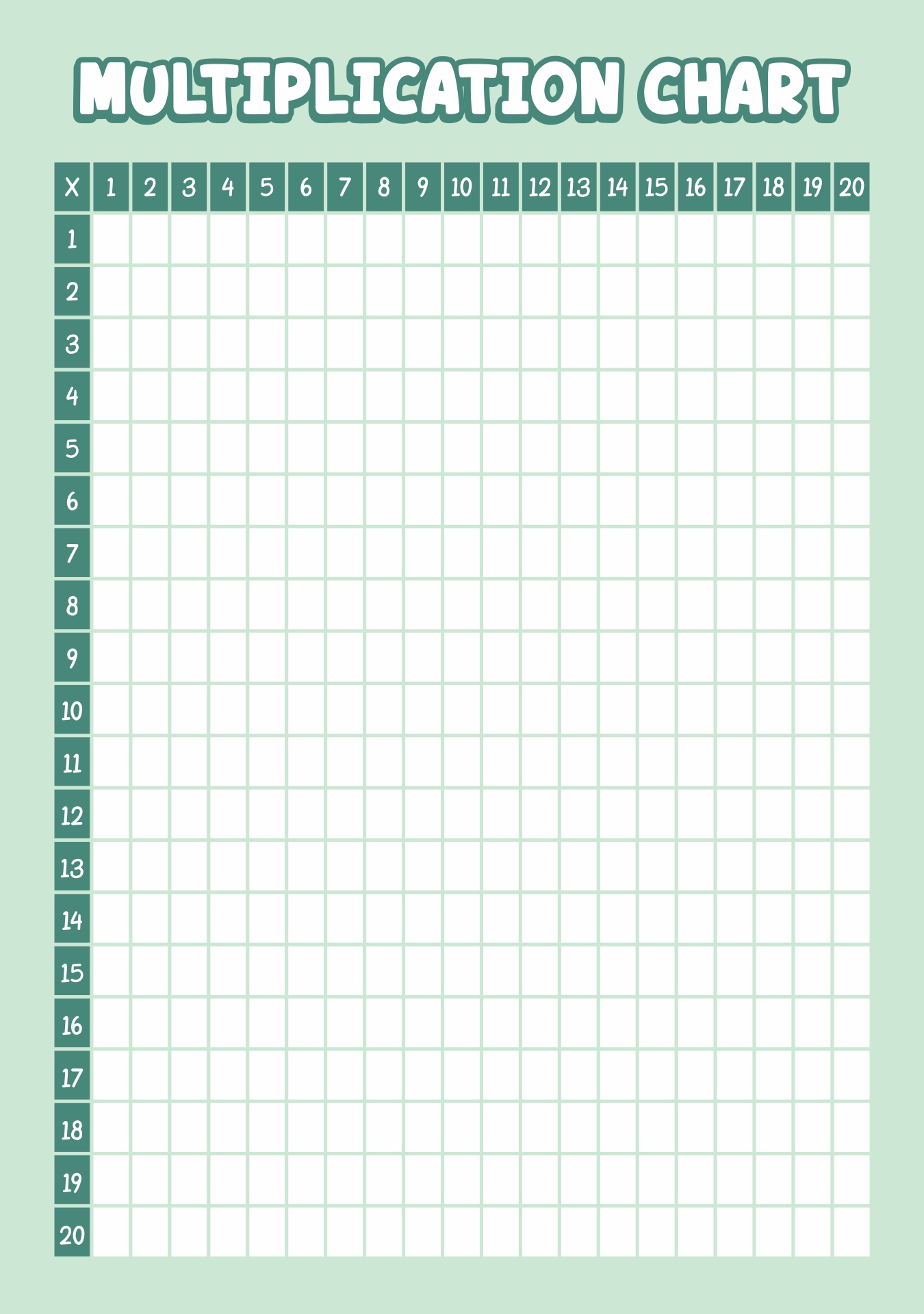 Printable Blank Multiplication Chart Worksheet Printable Blank Multiplication Chart Worksheet