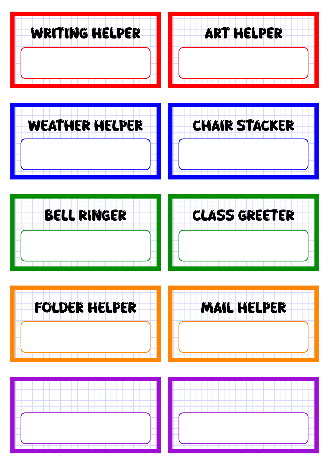 Printable Classroom Helper Labels Printable Classroom Helper Labels