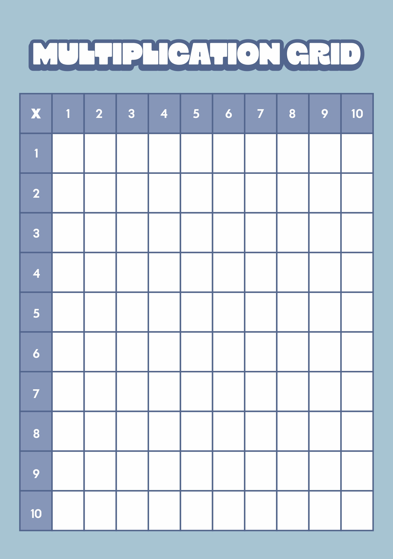 Printable Empty Multiplication Grid Worksheet Printable Empty Multiplication Grid Worksheet