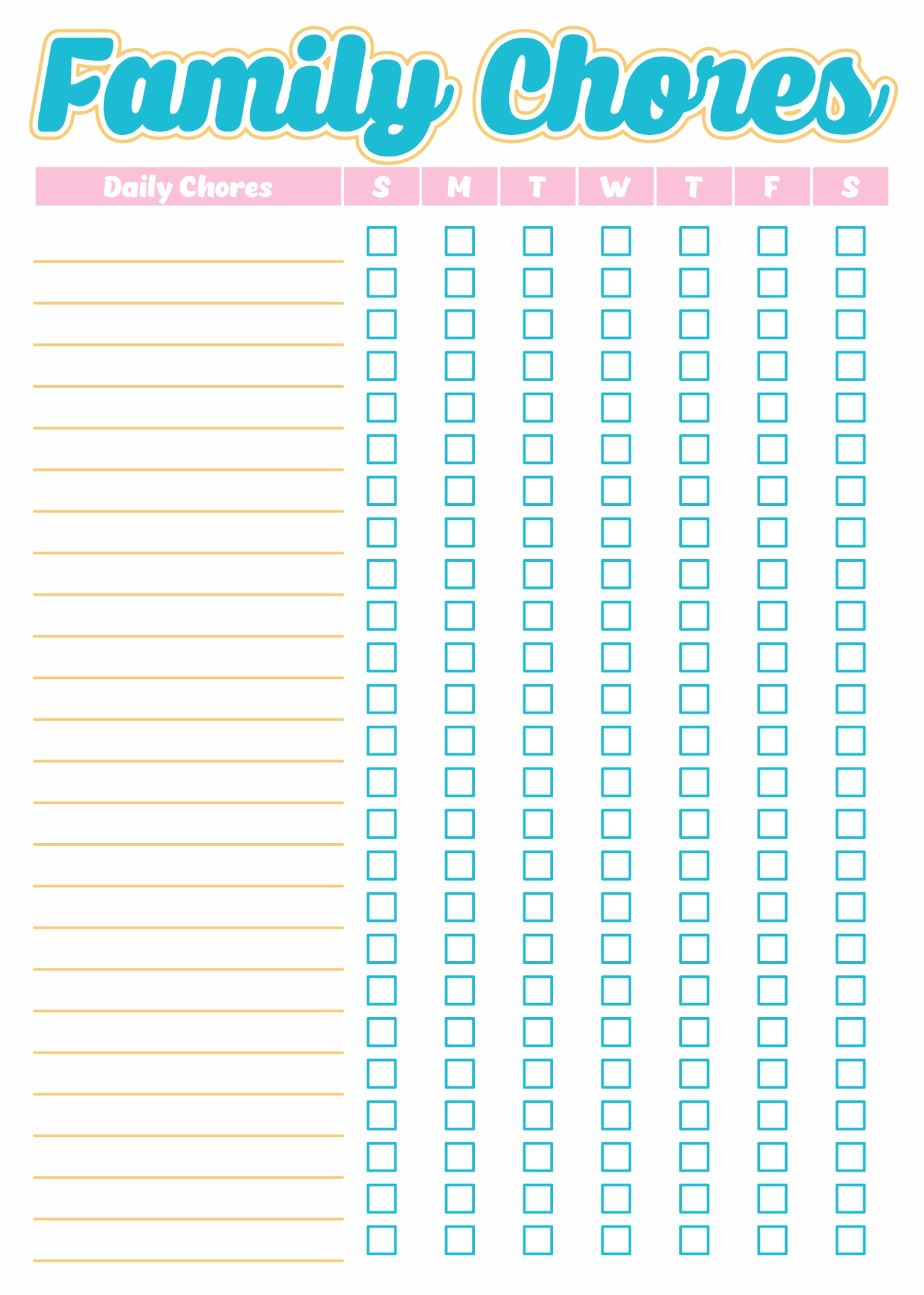 Printable Family Chore Charts