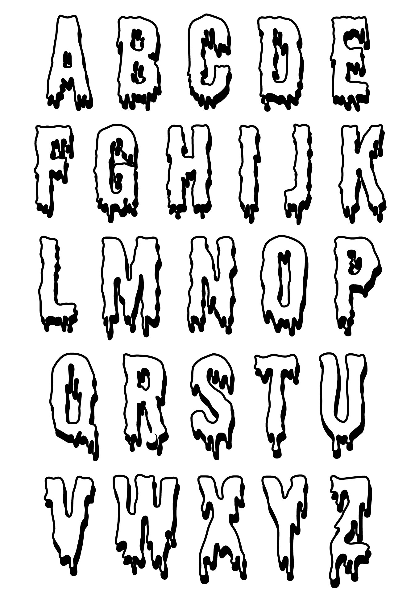 Printable Ghostly Font Letters