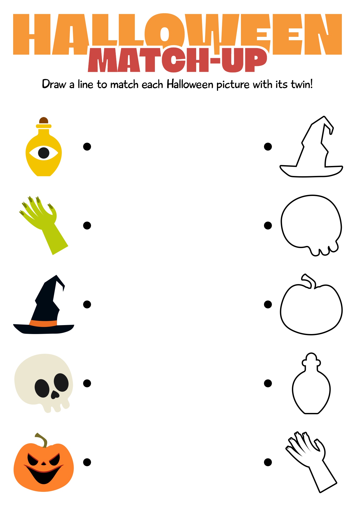 Printable Halloween Matching Activity for Young Children Printable Halloween Matching Activity for Young Children