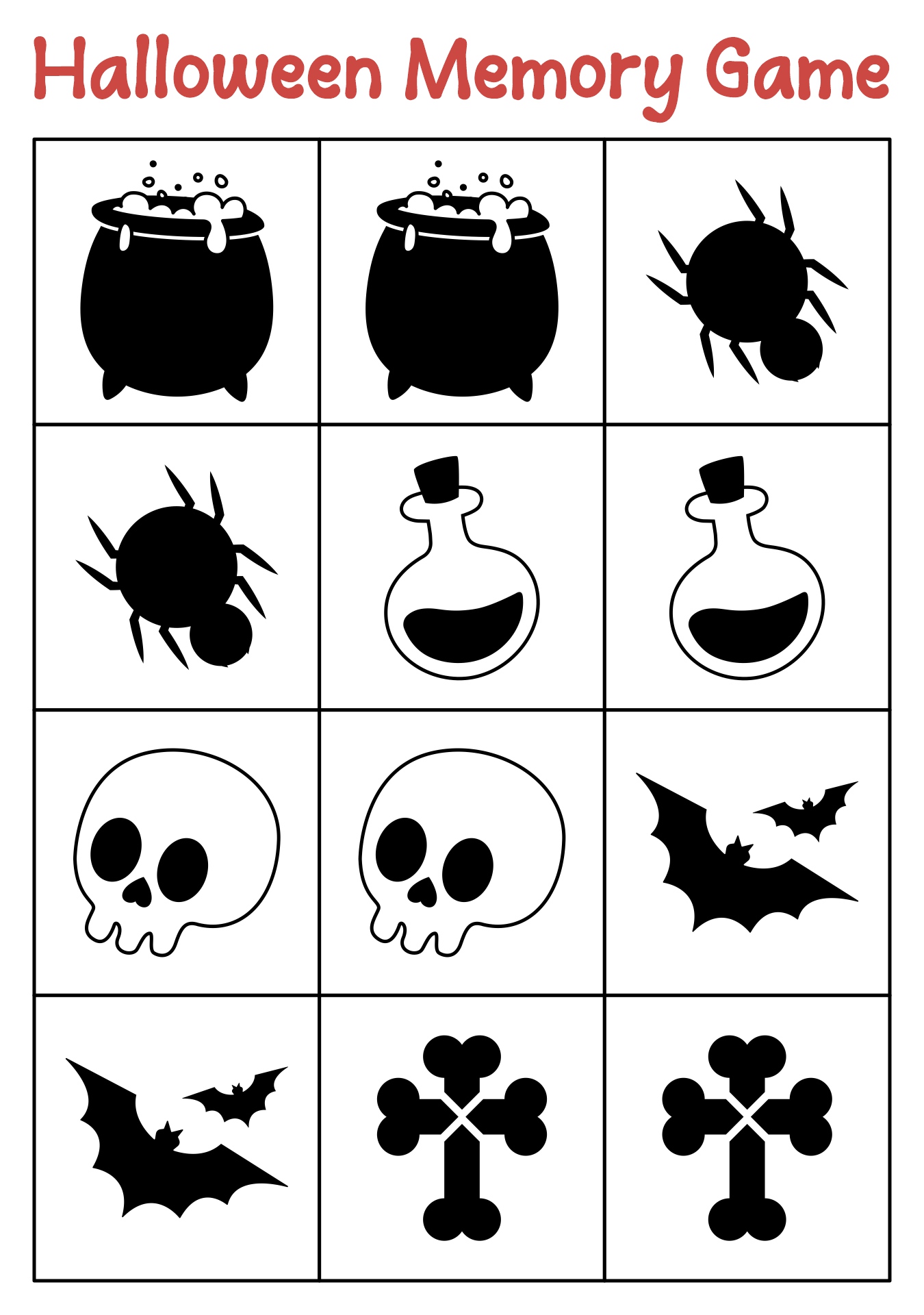 Printable Halloween Memory Game for Preschoolers Printable Halloween Memory Game for Preschoolers