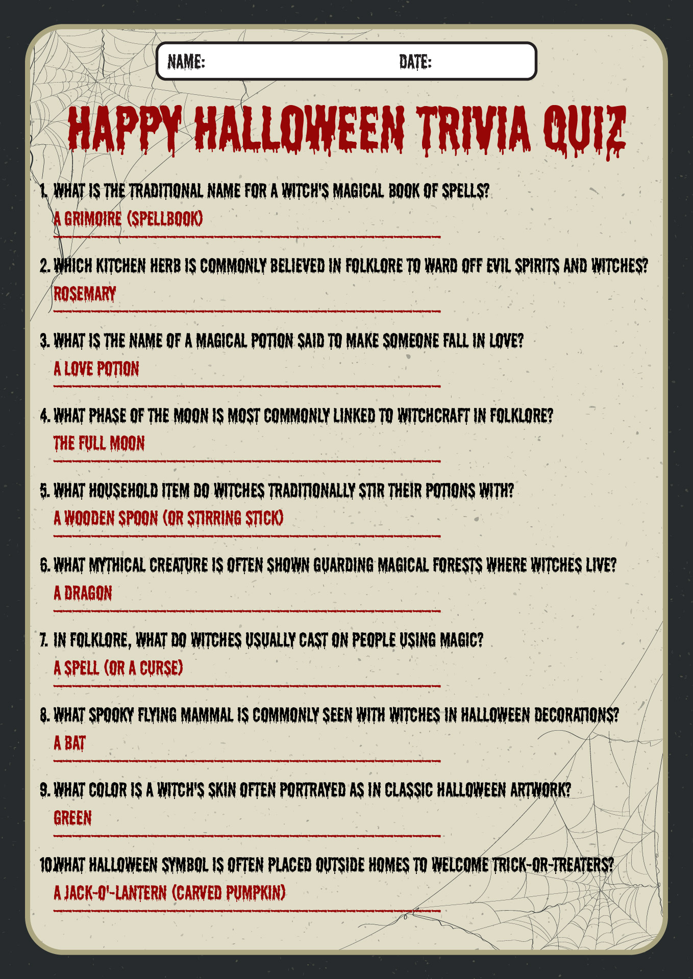 Printable Halloween Trivia Questions And Answers Printable Halloween Trivia Questions And Answers
