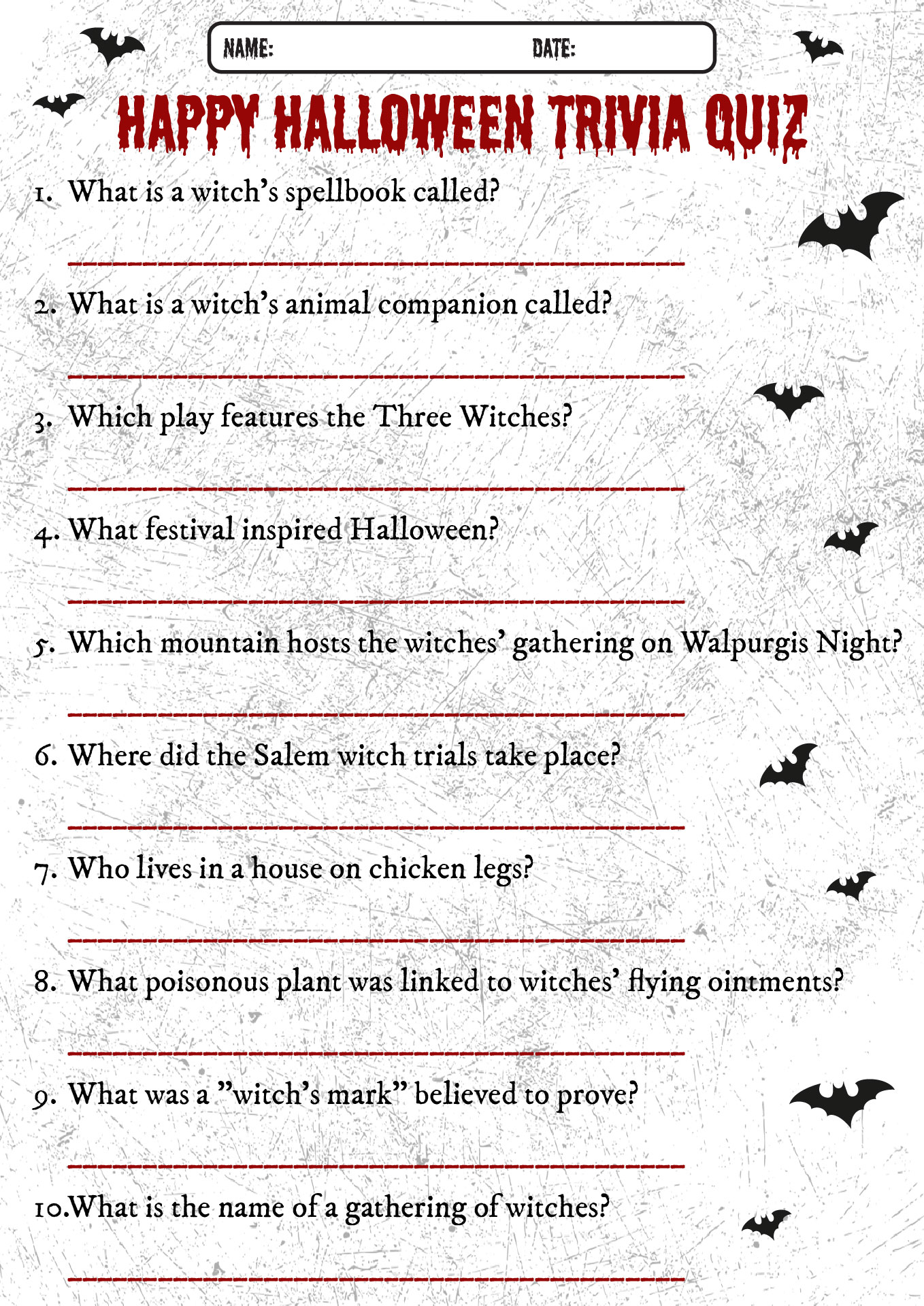 Printable Halloween Trivia Quiz For Adults Printable Halloween Trivia Quiz For Adults