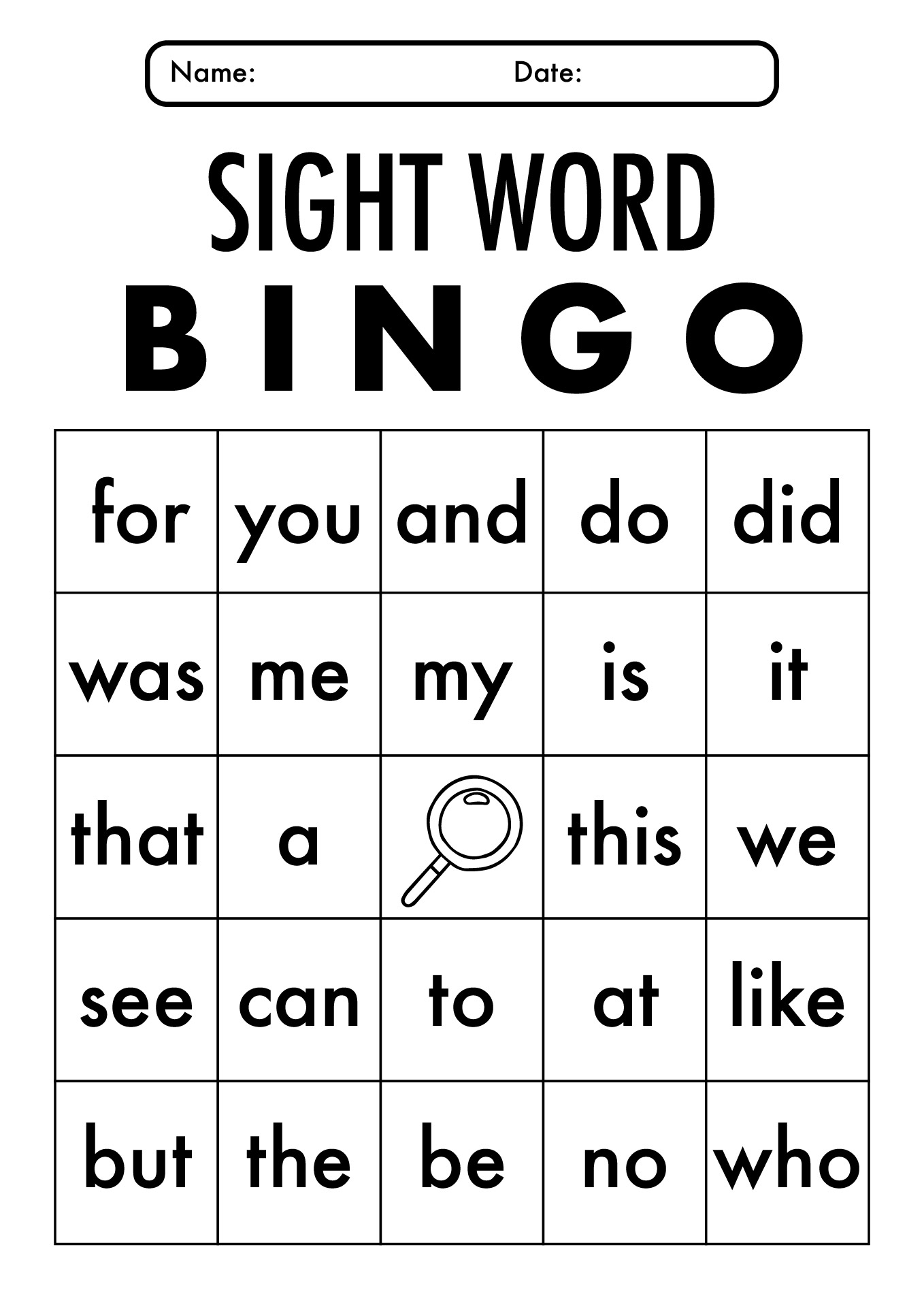 Printable Kindergarten Sight Words Games Printable Kindergarten Sight Words Games