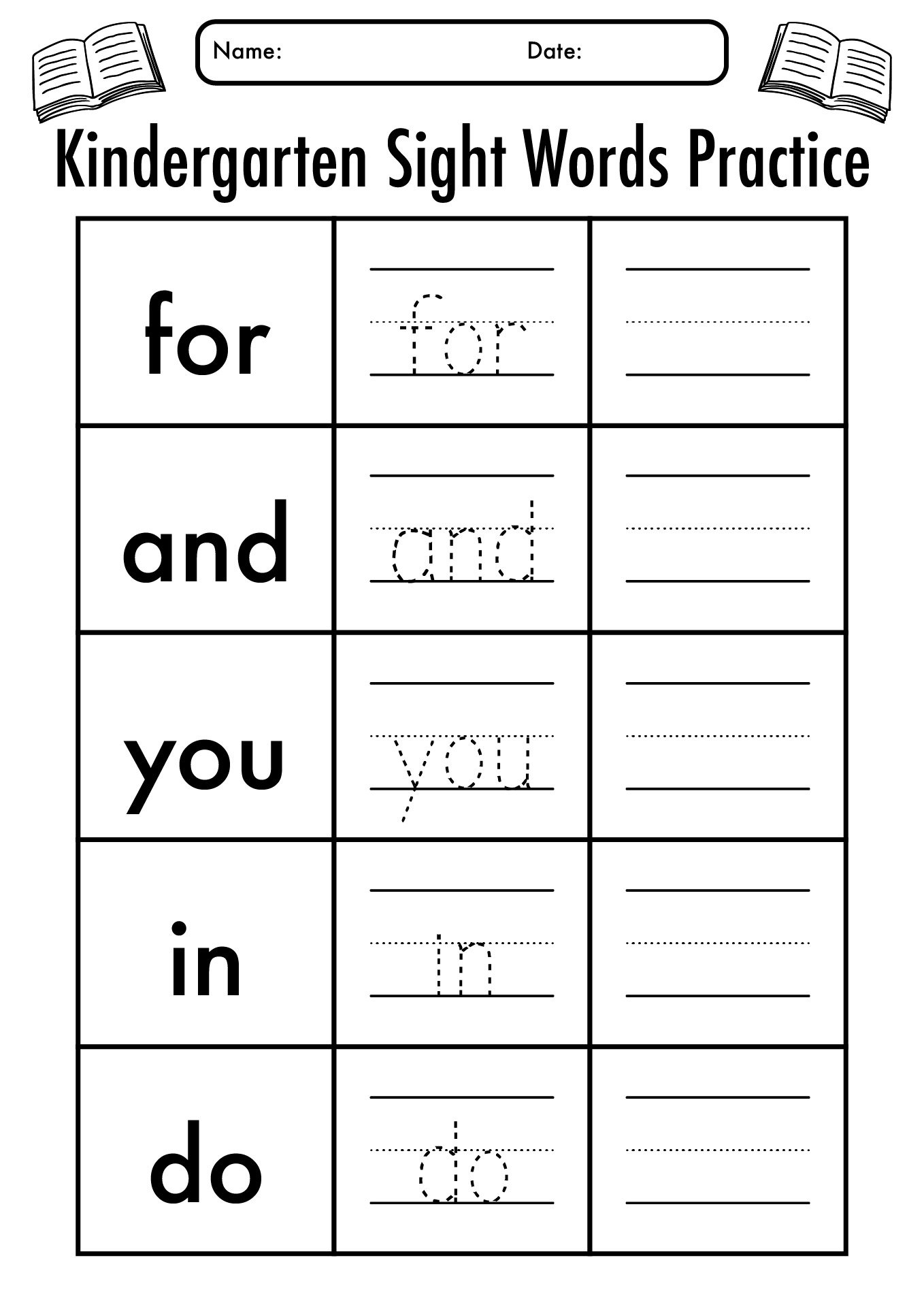 Printable Kindergarten Sight Words Practice Sheets Printable Kindergarten Sight Words Practice Sheets