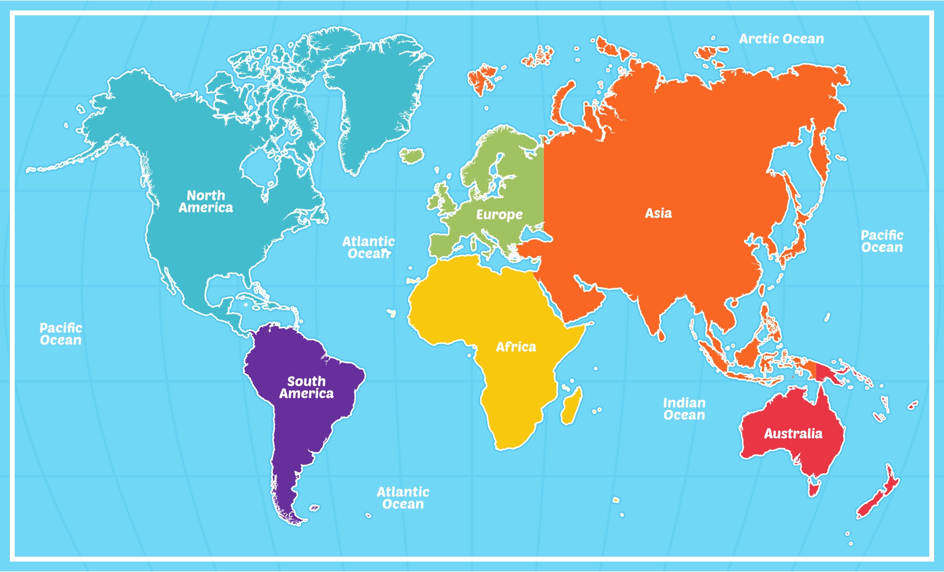 Printable Labeled World Map for Kids Printable Labeled World Map for Kids