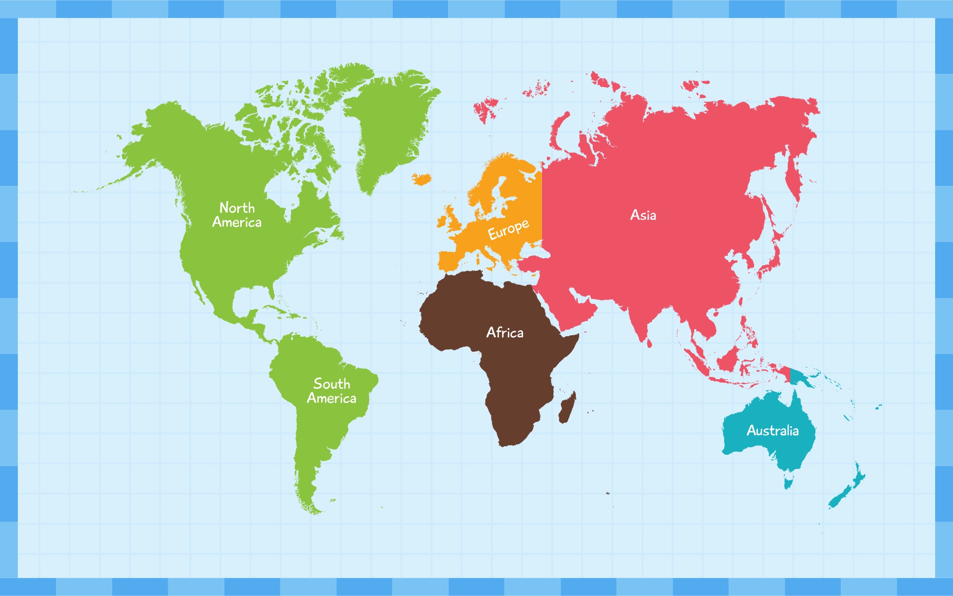 Printable Labeled World Map with Continents Printable Labeled World Map with Continents