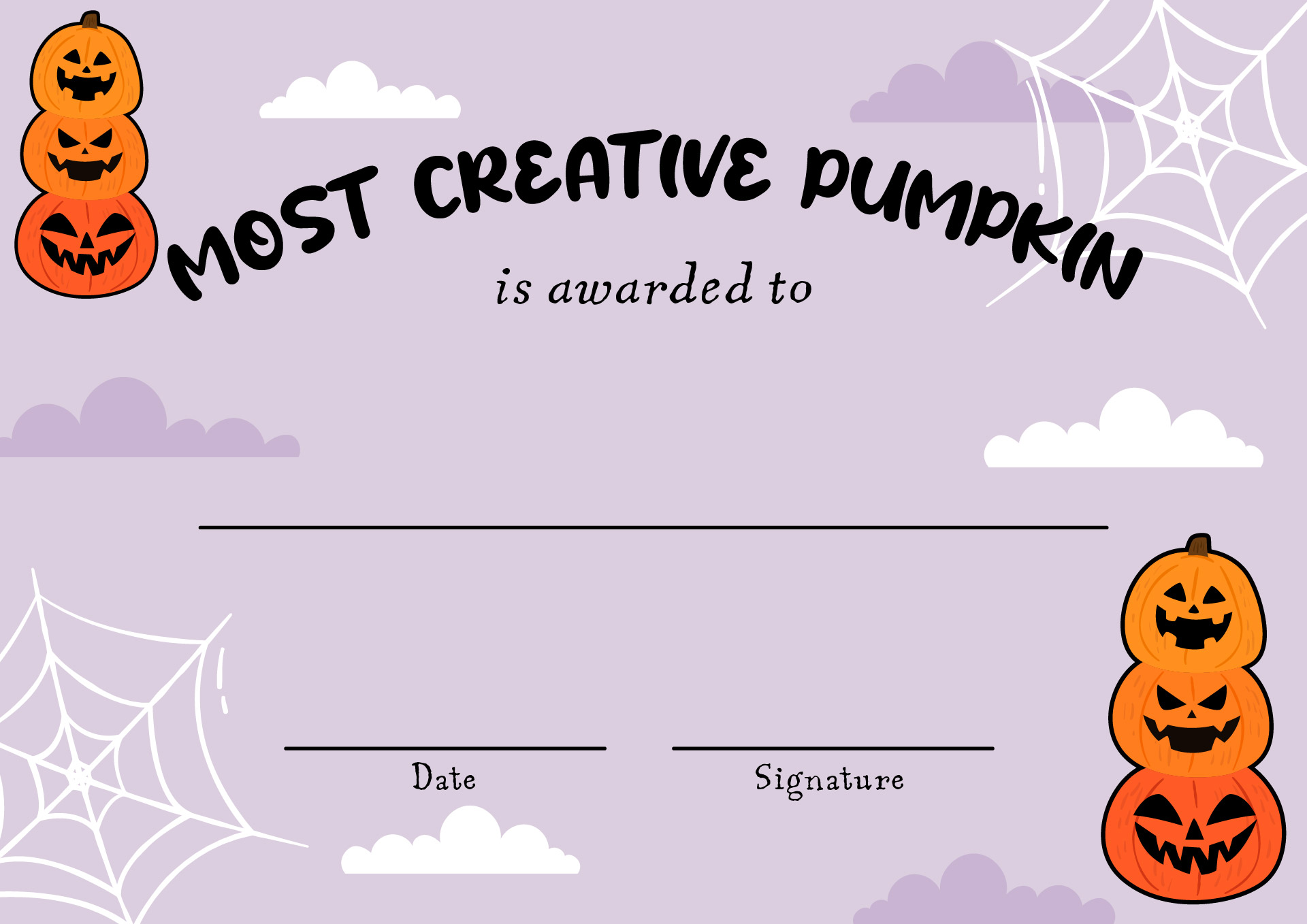 Printable Pumpkin Carving Awards Printable Pumpkin Carving Awards