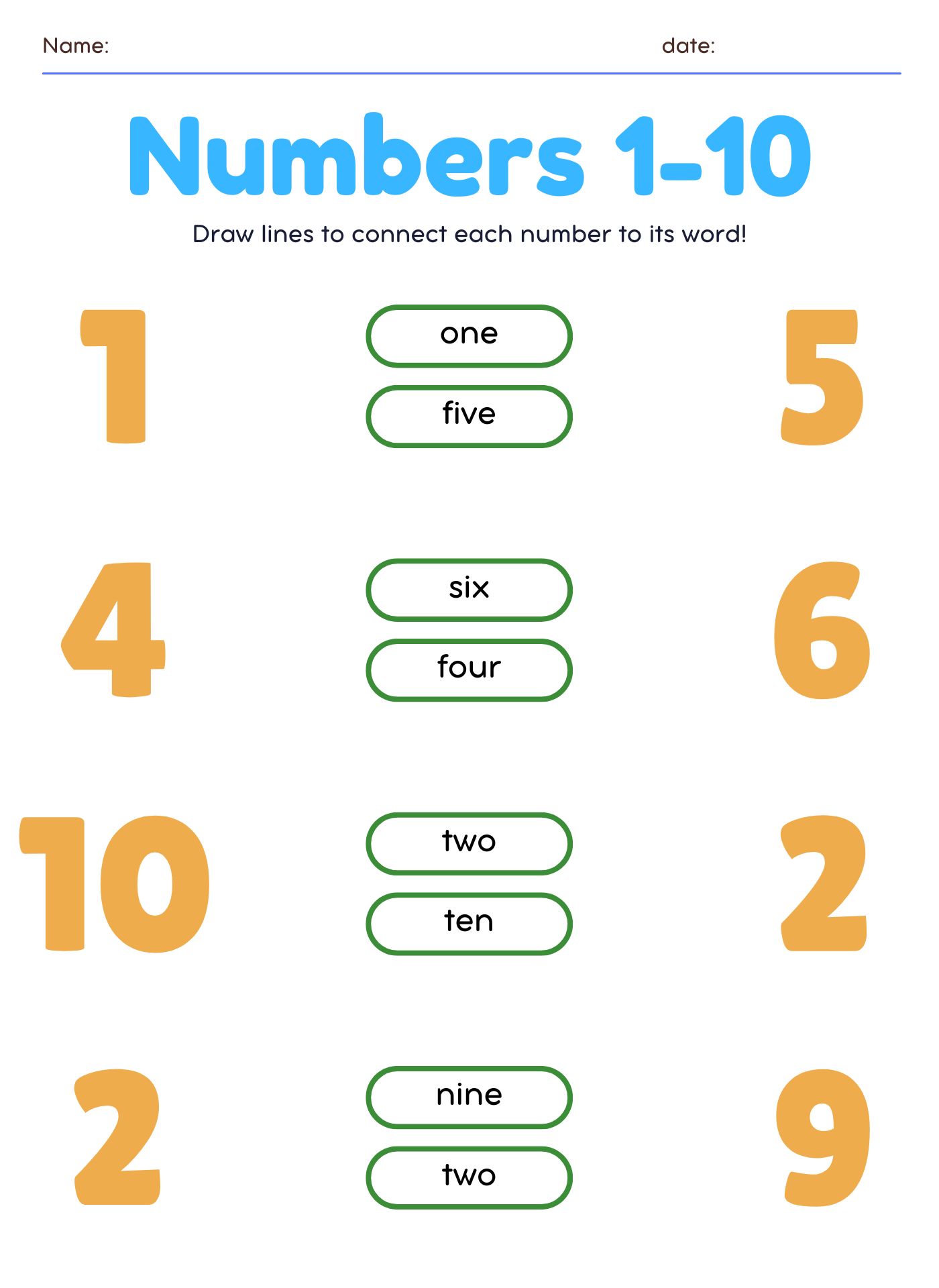 Printable Spelling Number Words for Kindergarten Printable Spelling Number Words for Kindergarten