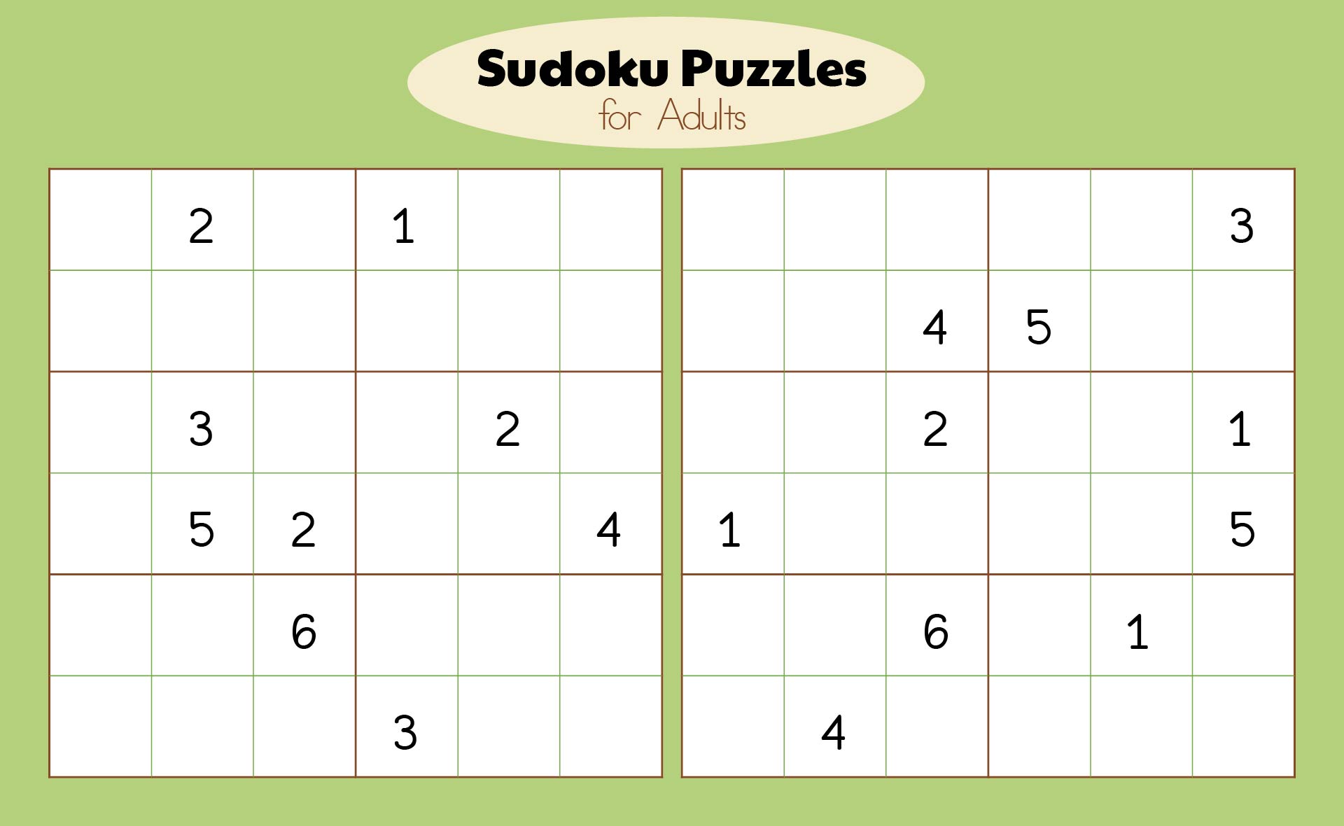 Printable Sudoku Puzzles for Adults Printable Sudoku Puzzles for Adults
