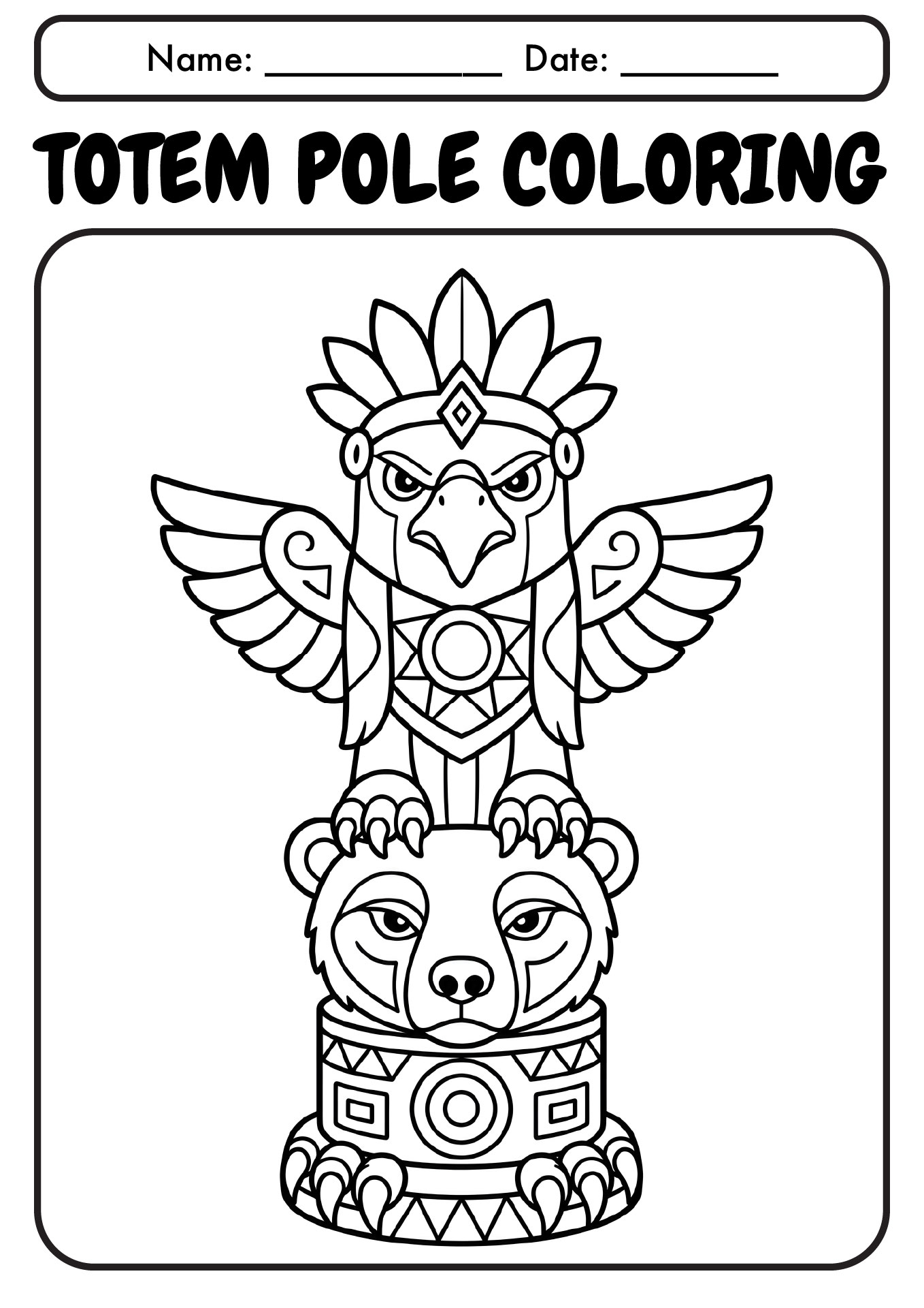 Printable Totem Pole Coloring Pages