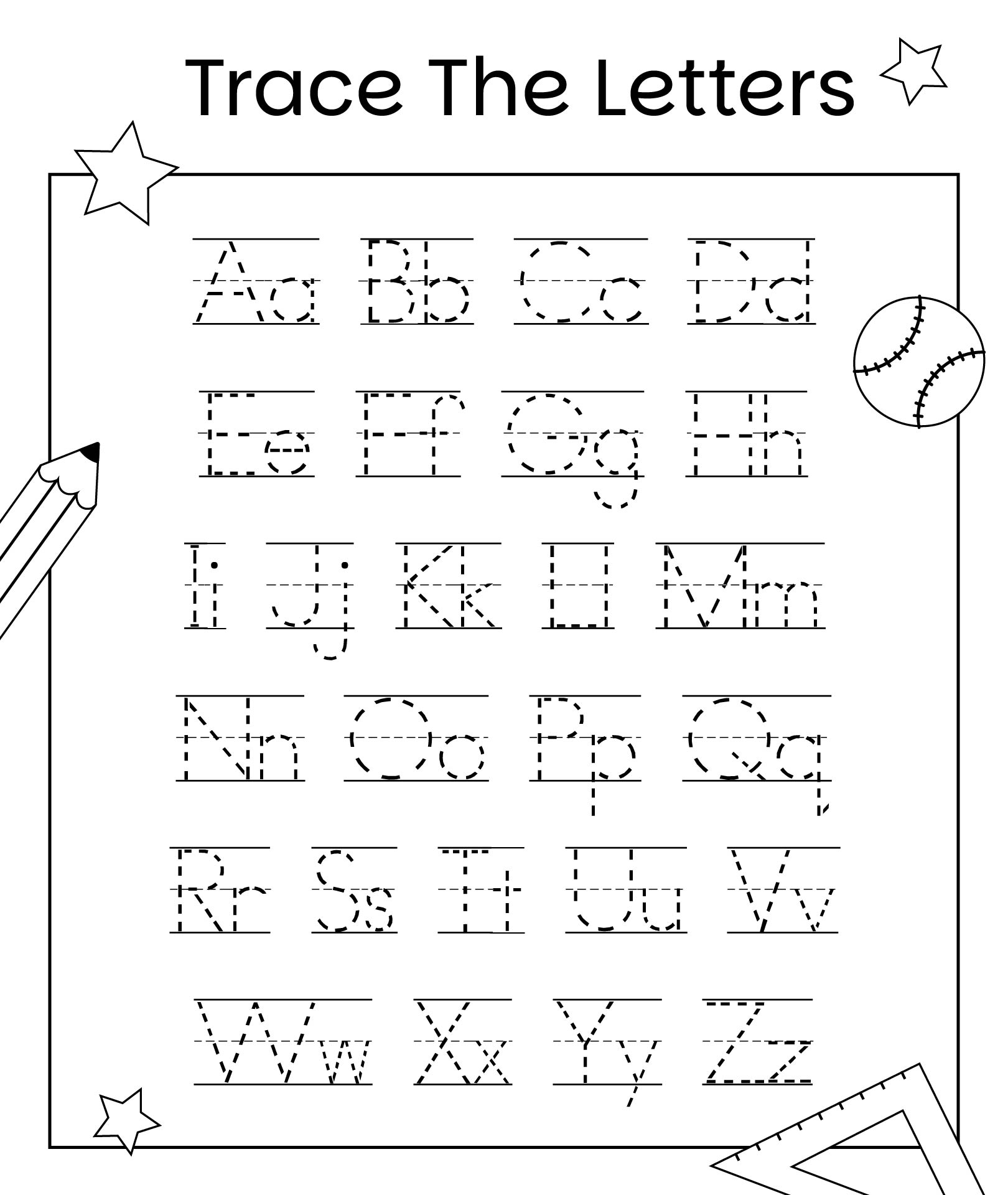 Printable Traceable Alphabet Worksheets A-Z