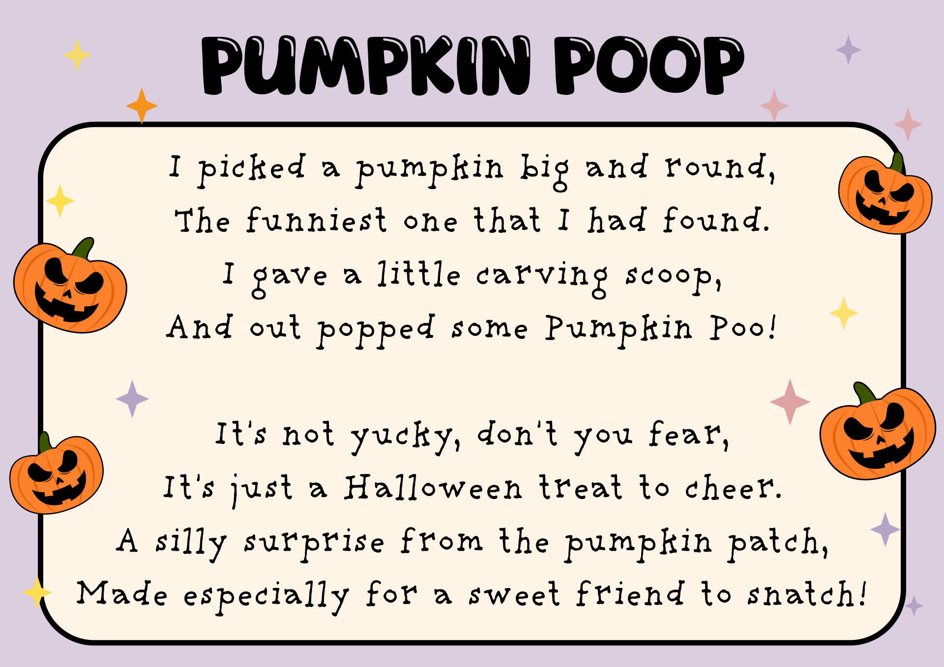 Pumpkin Poo Joke Printables Pumpkin Poo Joke Printables