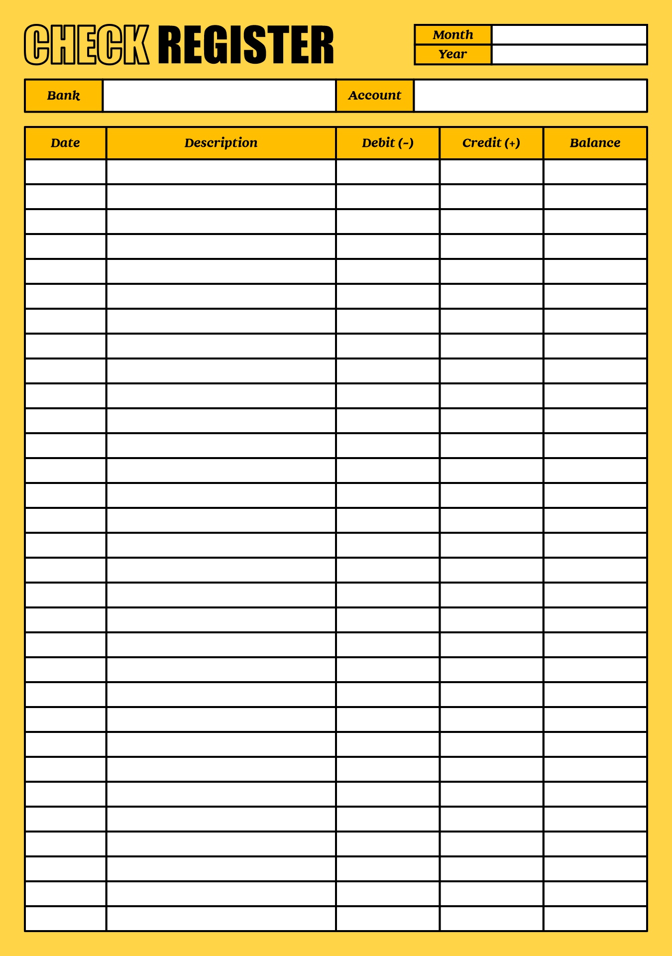 Simple Printable Checkbook Balance Sheet Simple Printable Checkbook Balance Sheet