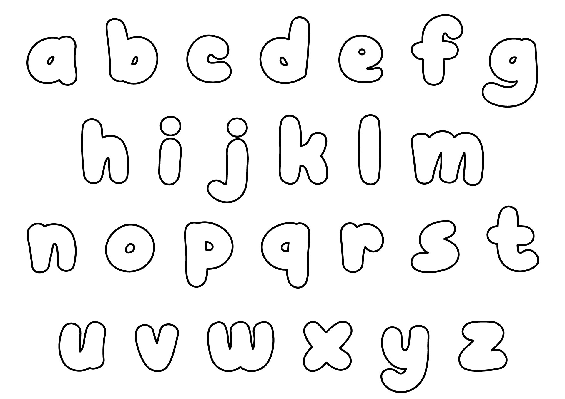Small Printable Bubble Letters Alphabet