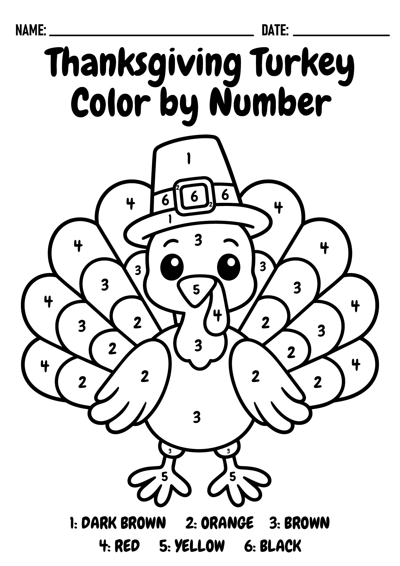 Thanksgiving Turkey Color by Number Activities Thanksgiving Turkey Color by Number Activities