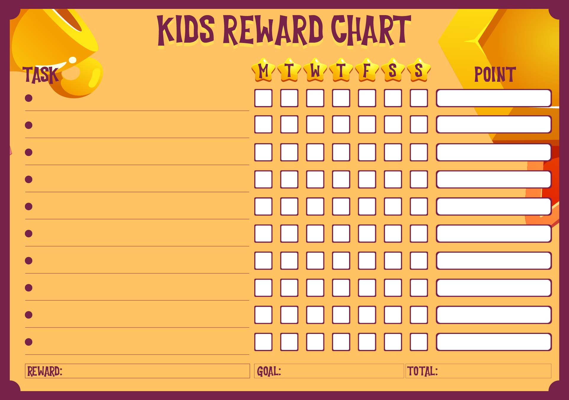 Weekly Chore Chart with Reward System for Kids Weekly Chore Chart with Reward System for Kids