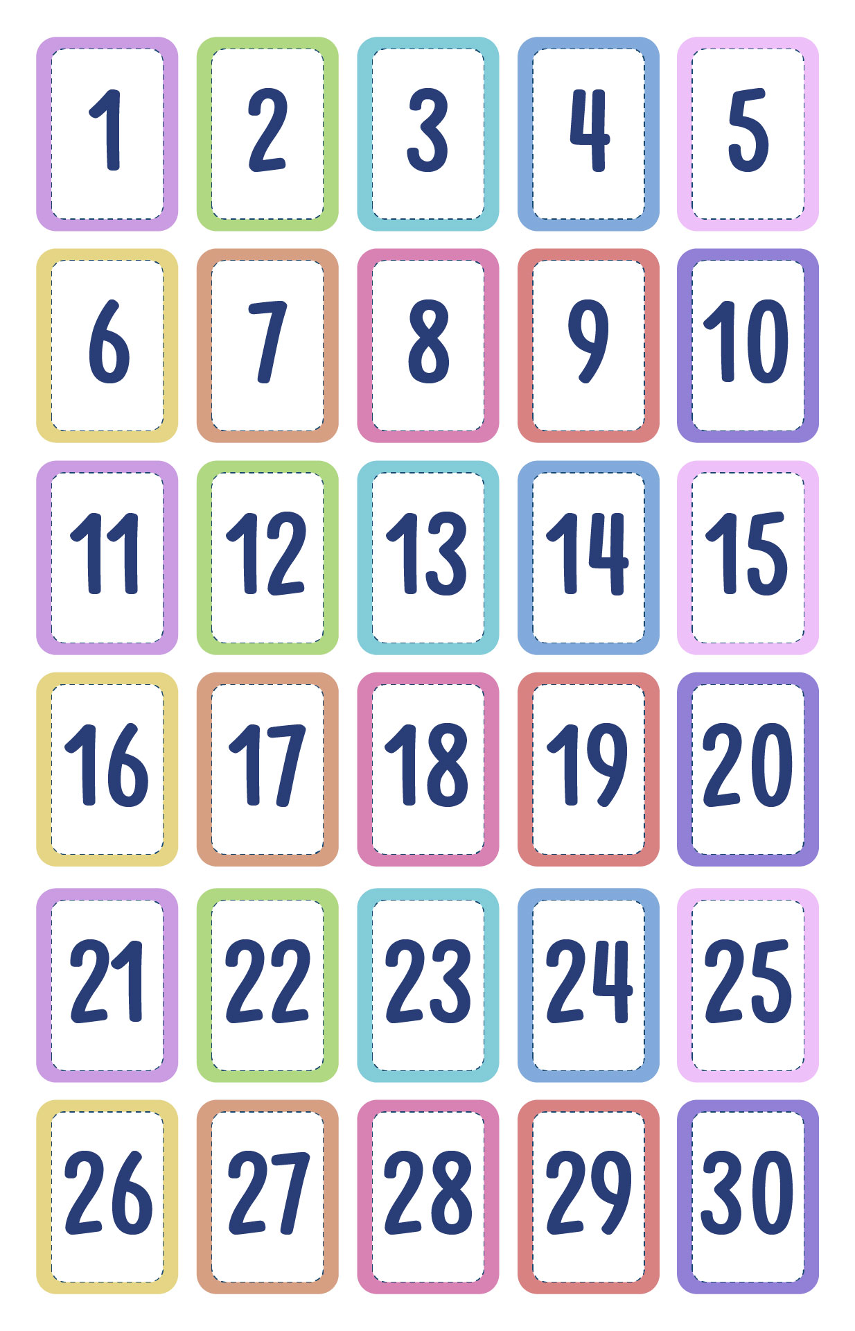 Big Number Cards 1-30 for Early Education