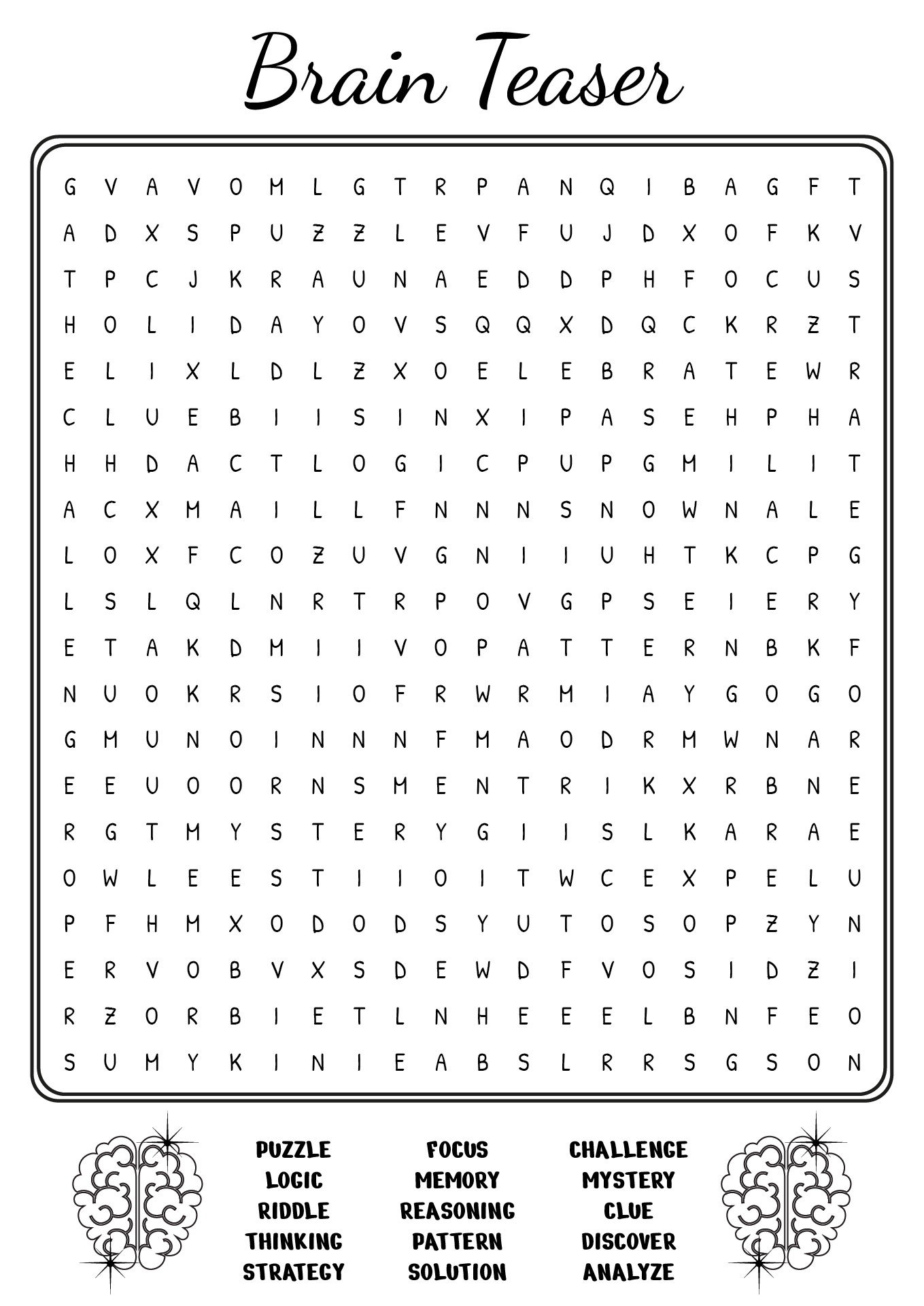 Brain Teaser Word Searches for Adults Brain Teaser Word Searches for Adults