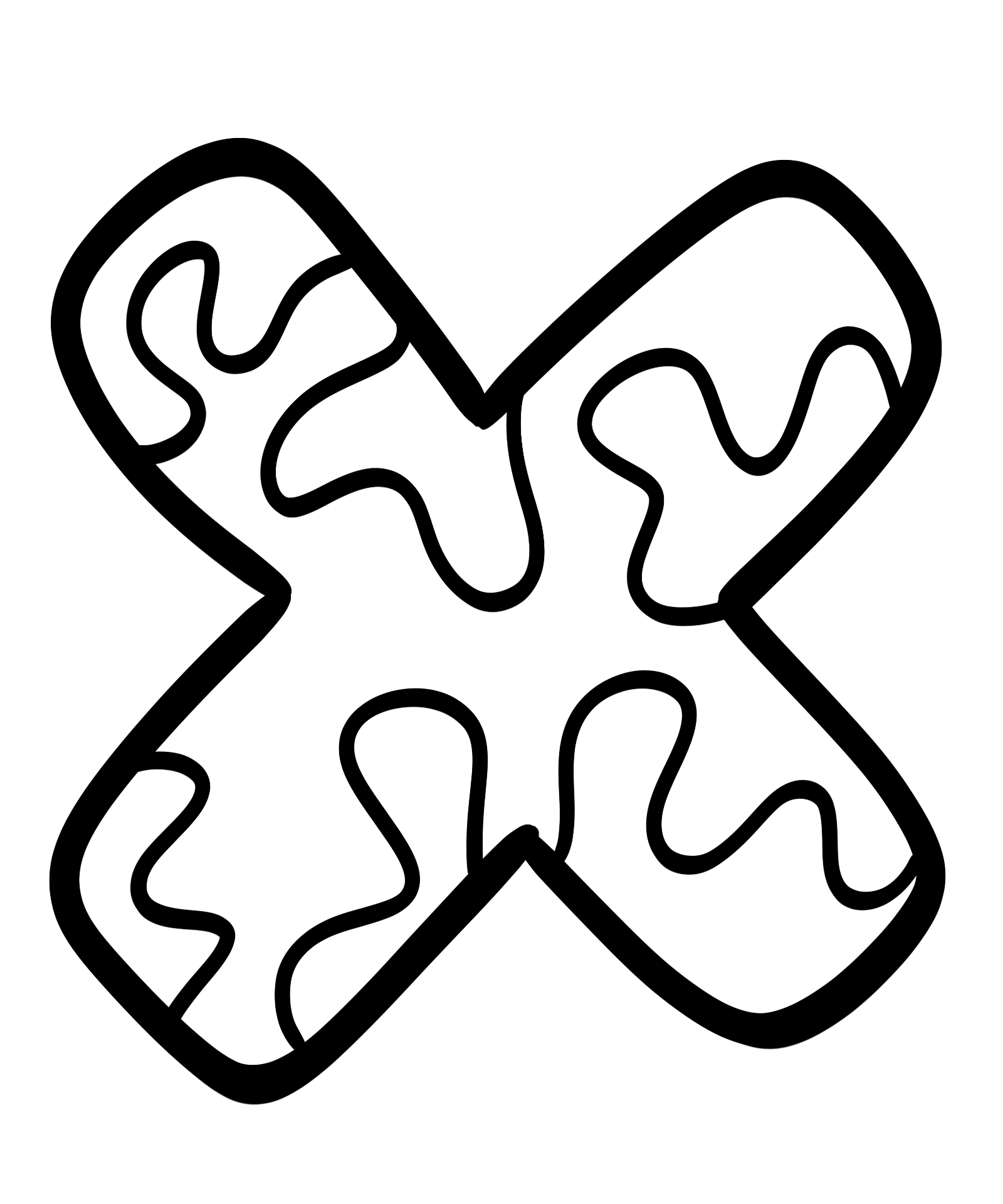 Bubble Letter X Coloring Page Printable