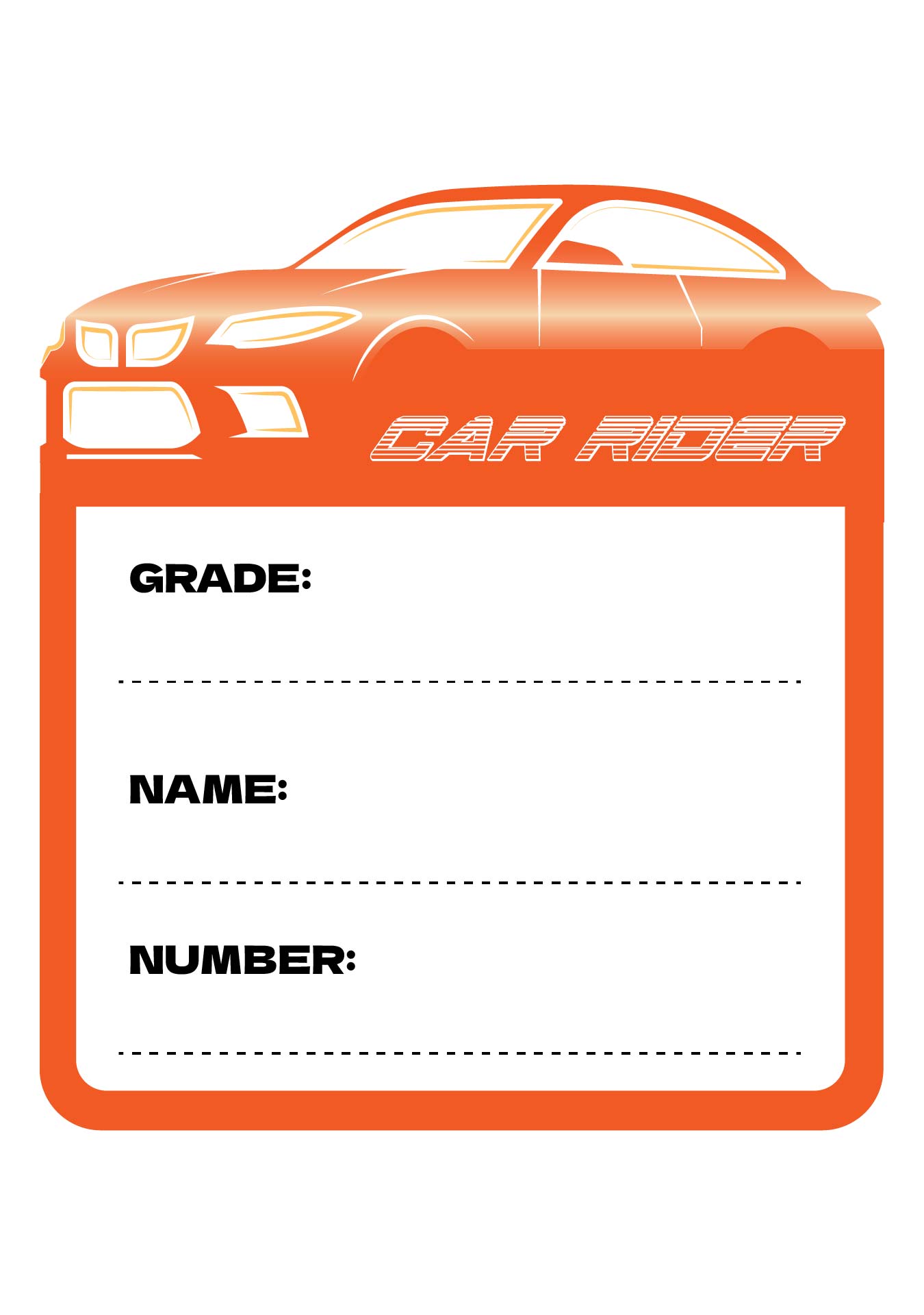 Car Rider Dismissal Tags Car Rider Dismissal Tags