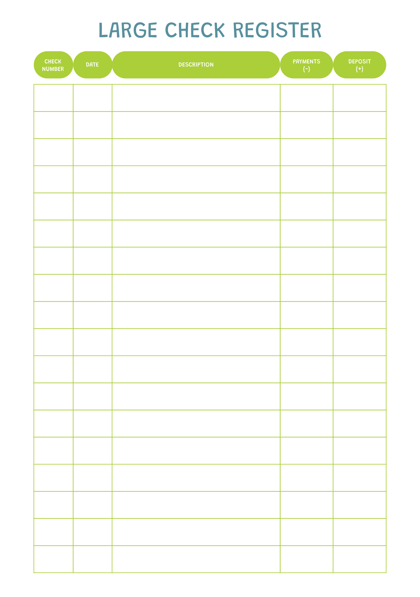 Check Register Ledger Printable for Checkbook Check Register Ledger Printable for Checkbook