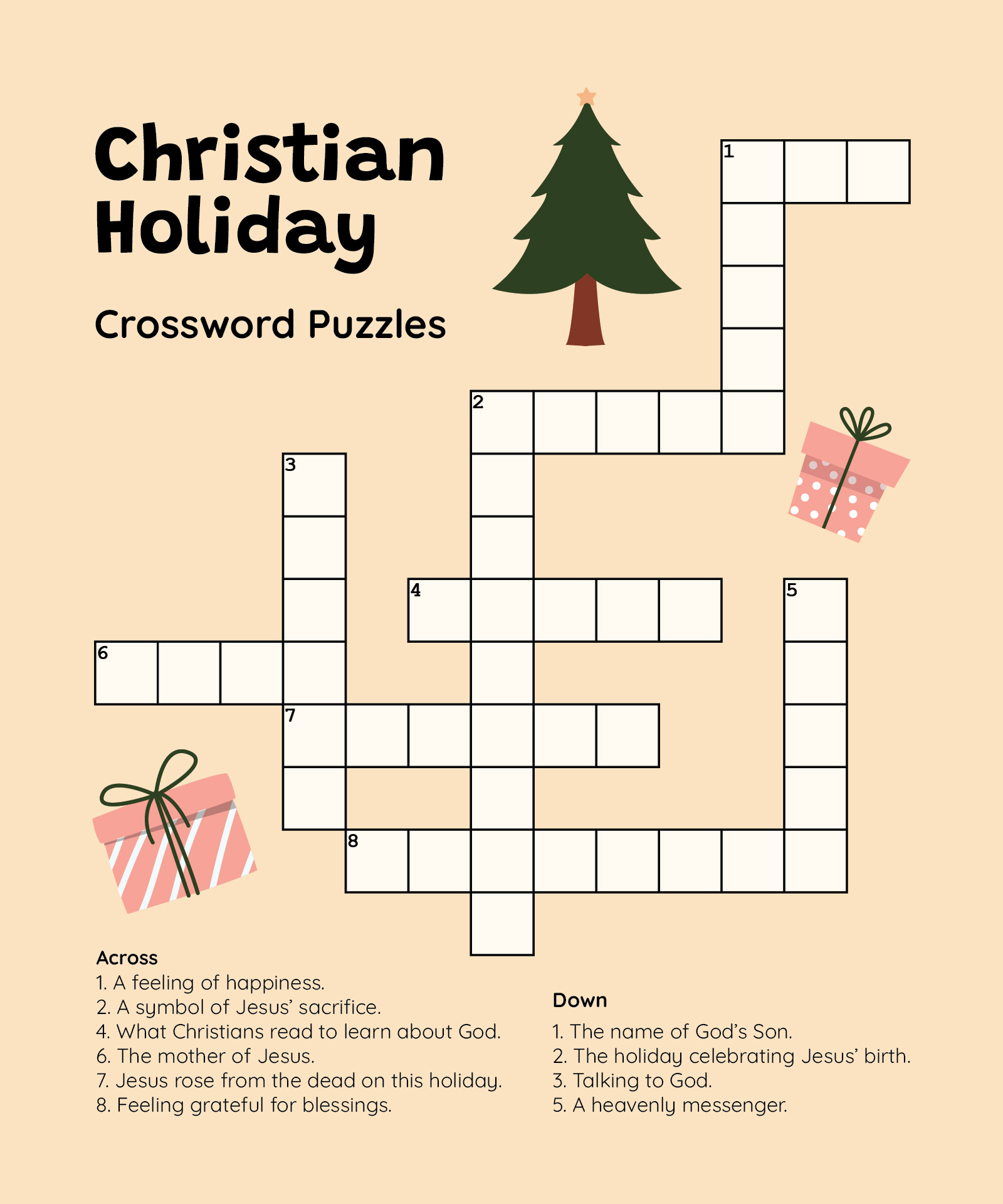 Christian Holiday Crossword Puzzles Printable