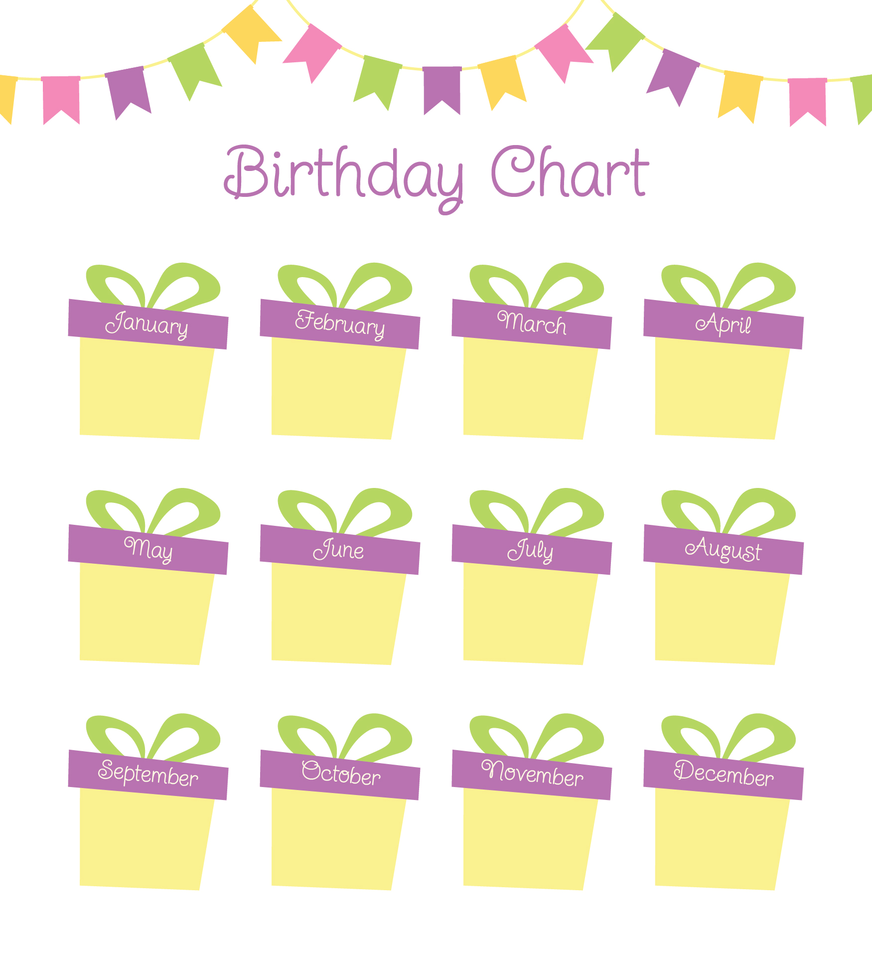 Classroom Birthday Wall Chart Printables