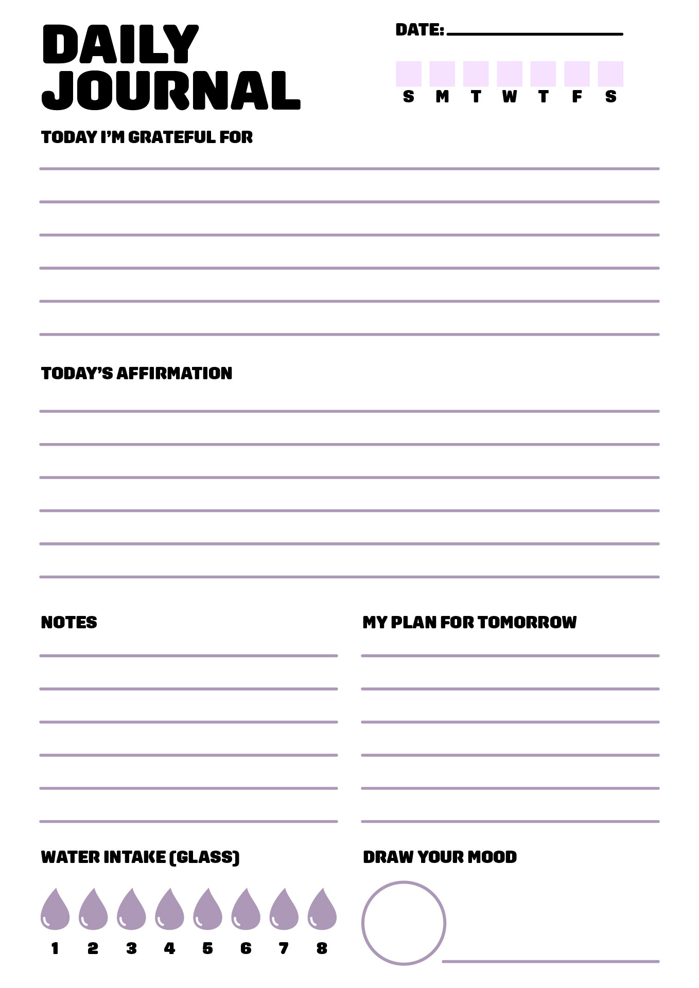 Daily Journal Printable Sheets Daily Journal Printable Sheets
