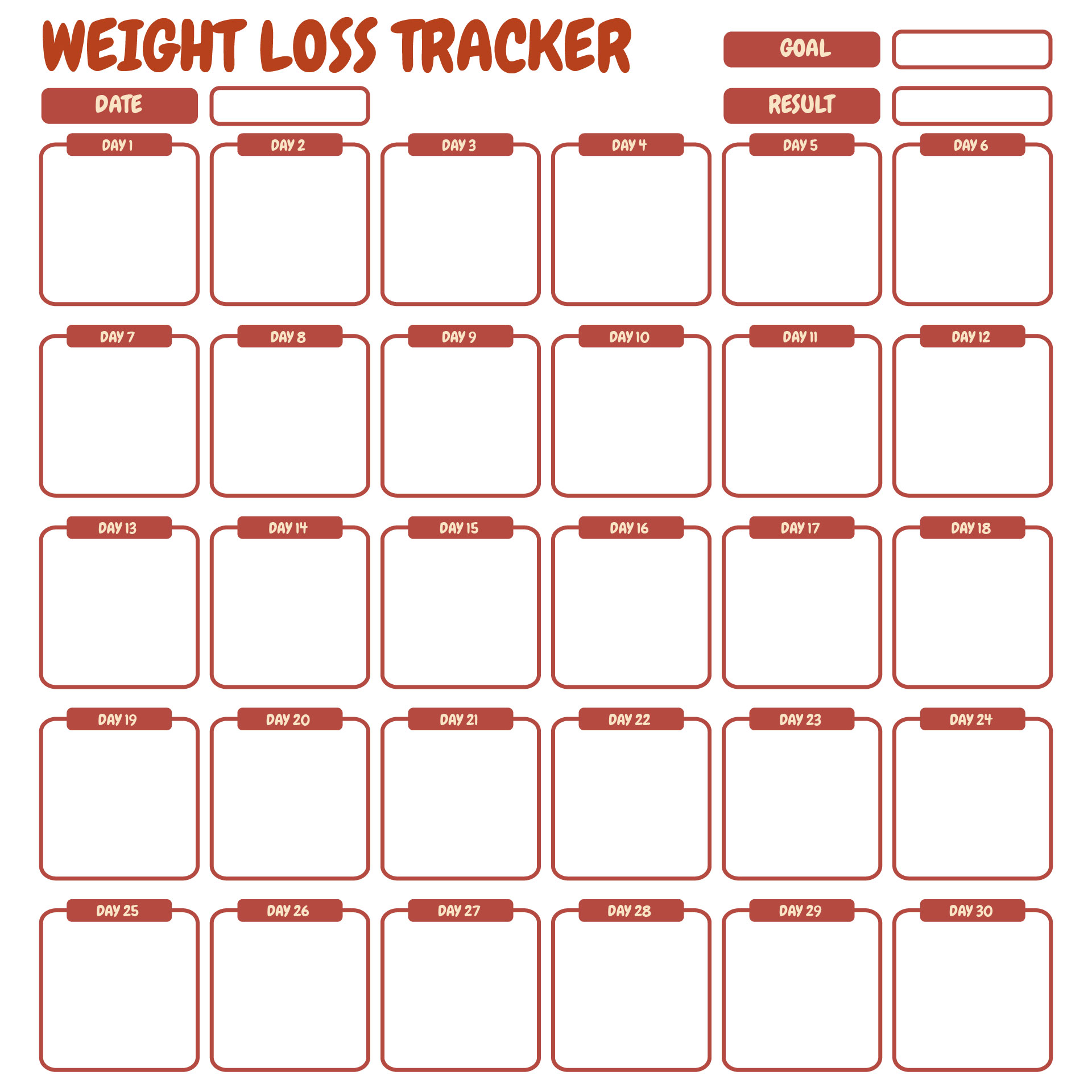 Daily Weight Loss Tracker Printable