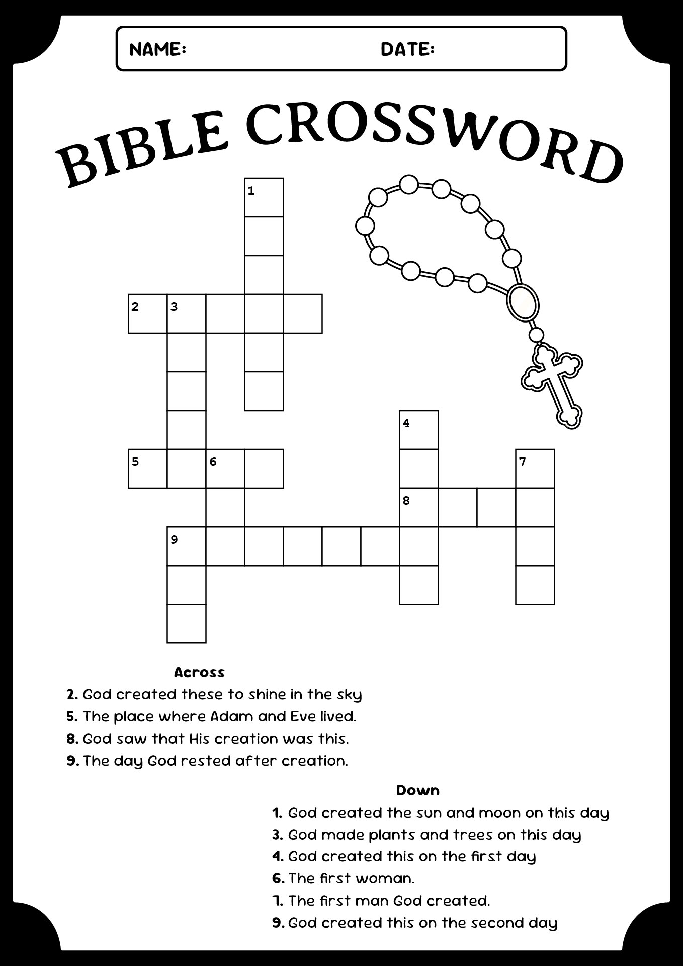 Easy Printable Bible Crossword Puzzles for Beginners