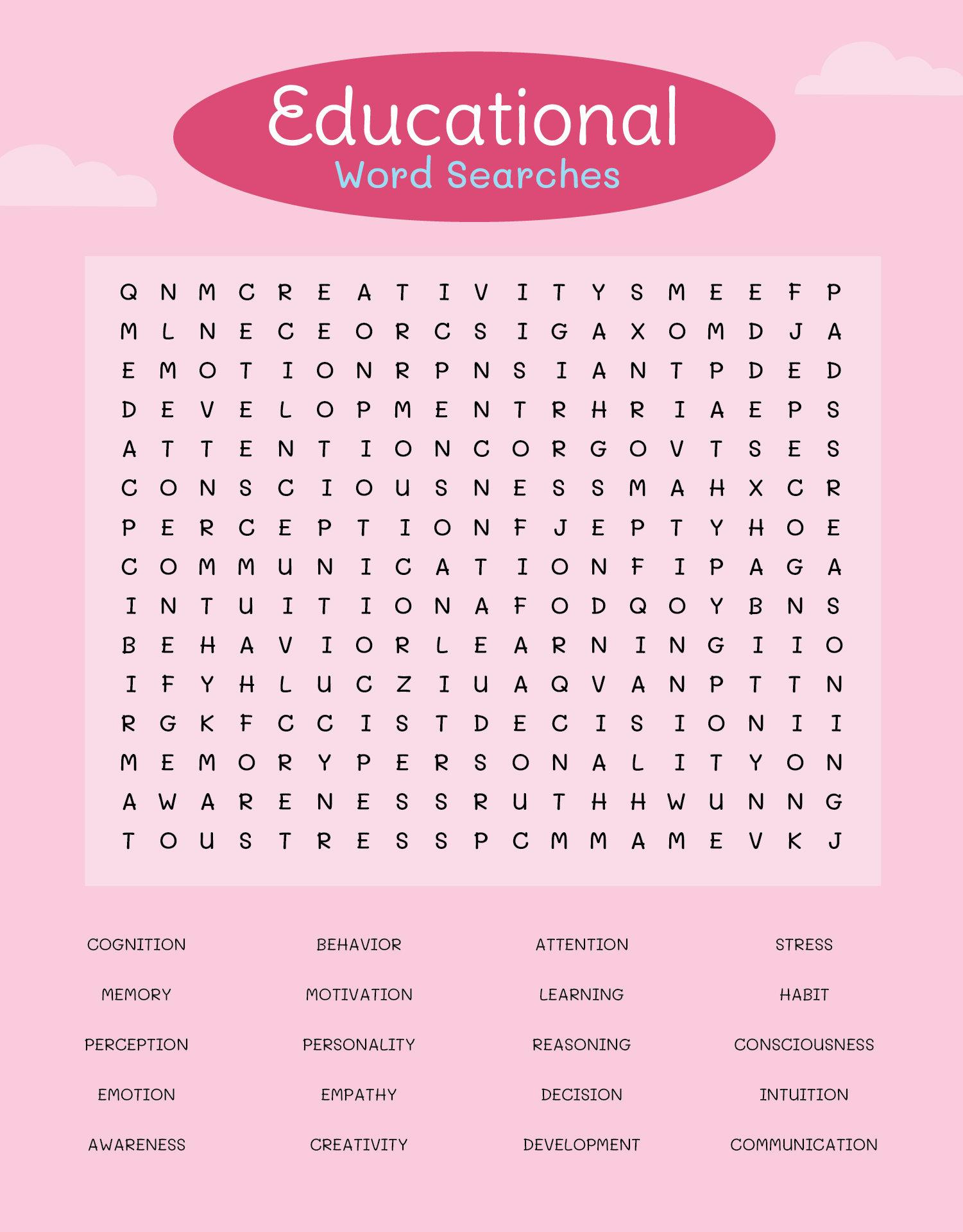 Educational Word Search Puzzles for Adults Educational Word Search Puzzles for Adults