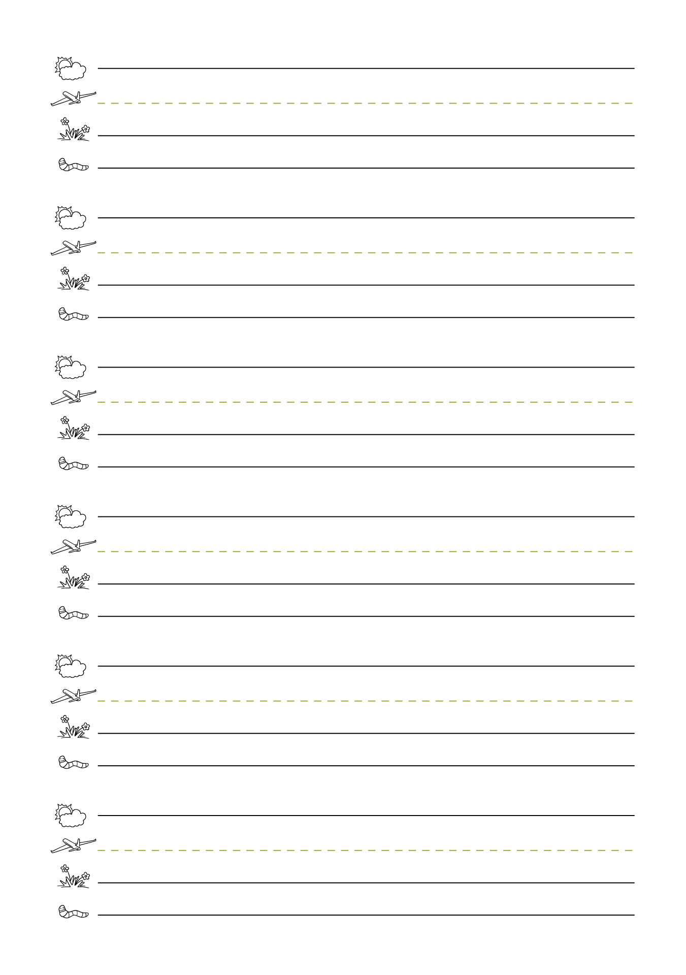 Fundations Style Lined Paper for Second Grade