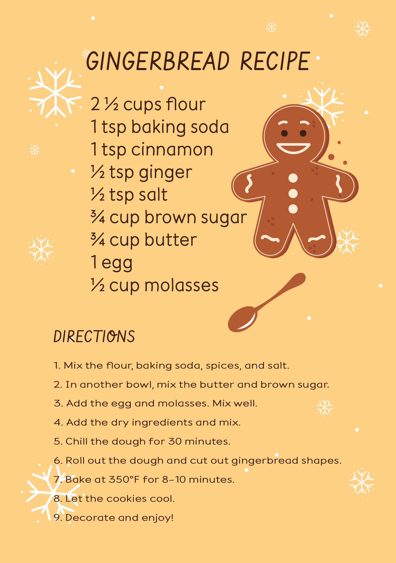 Gingerbread Recipe Card Printable Gingerbread Recipe Card Printable