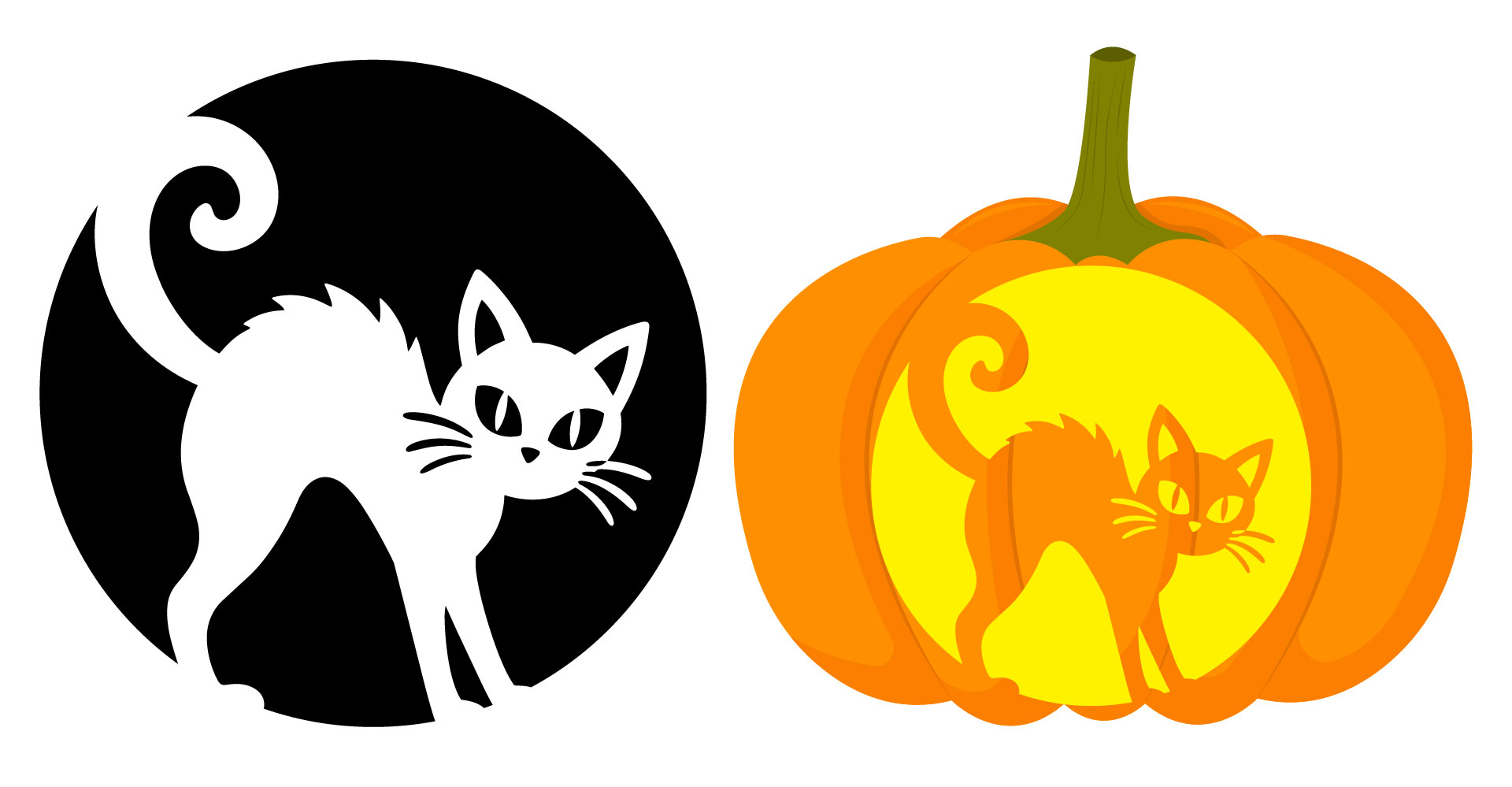 Halloween Pumpkin Carving Cat Design Printable