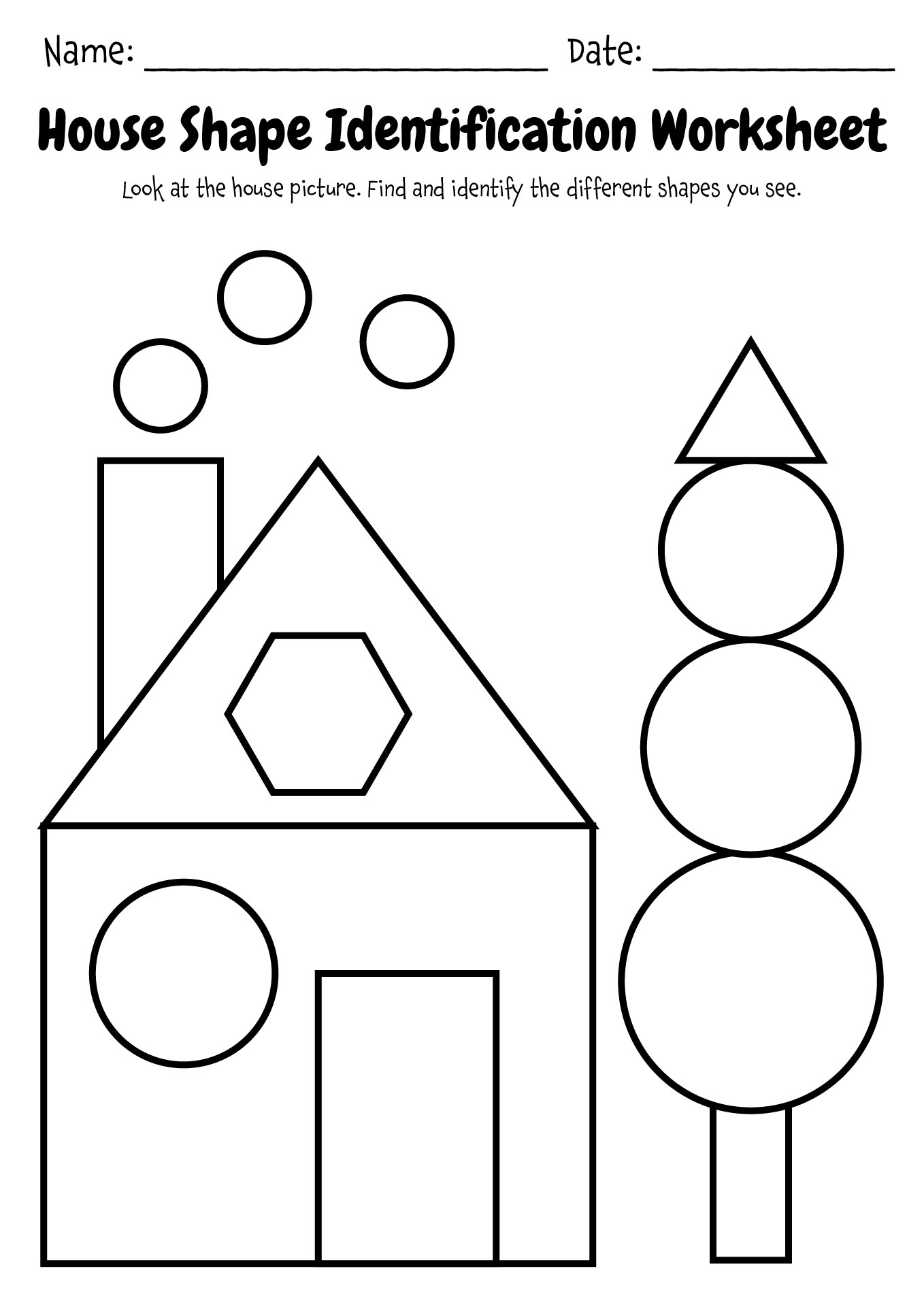 House Shapes Sorting Printable Worksheets House Shapes Sorting Printable Worksheets