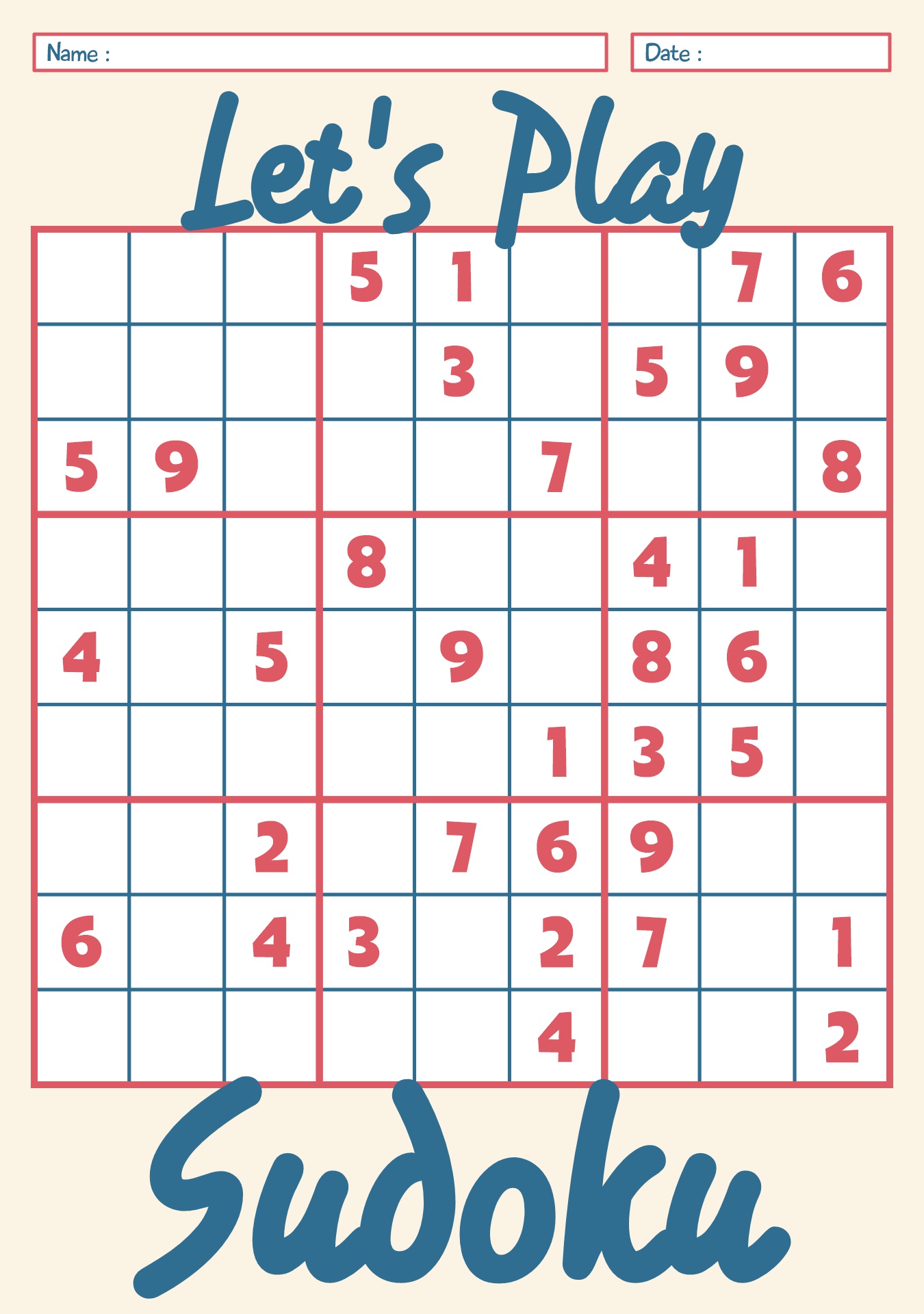 Kids Sudoku Printable Sheets
