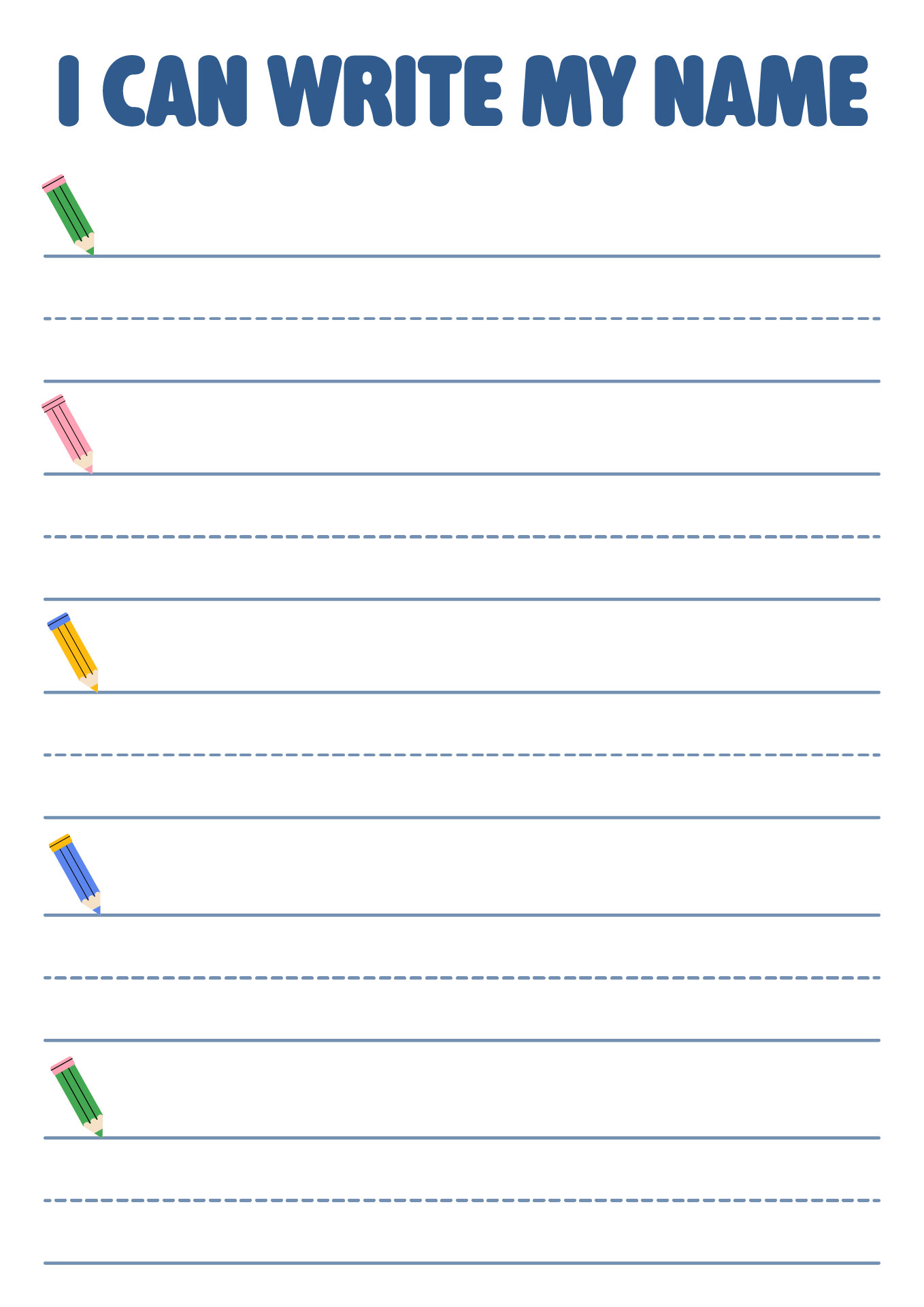 Kindergarten Name Practice Worksheets Printable