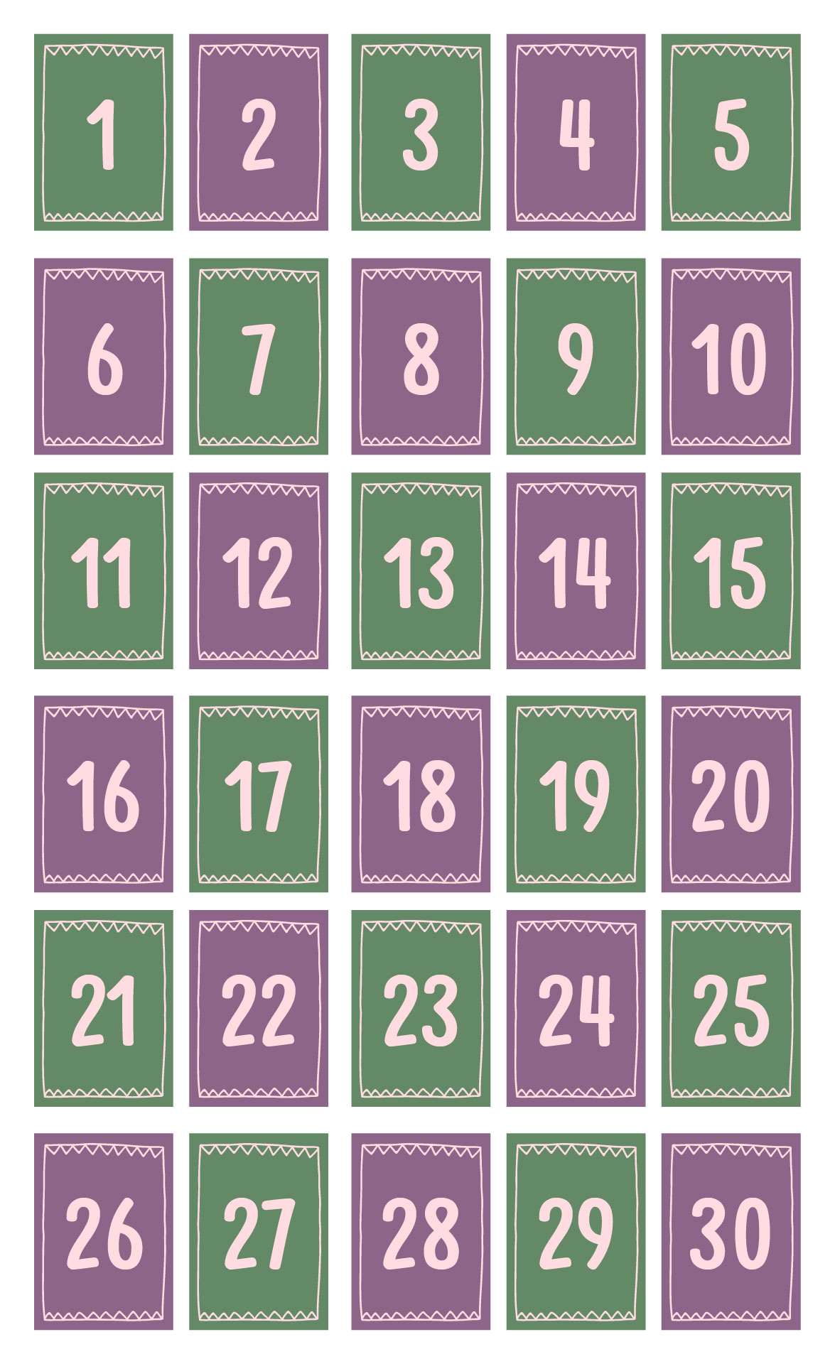 Large Print Numbers 1 to 30 Wall Chart Large Print Numbers 1 to 30 Wall Chart