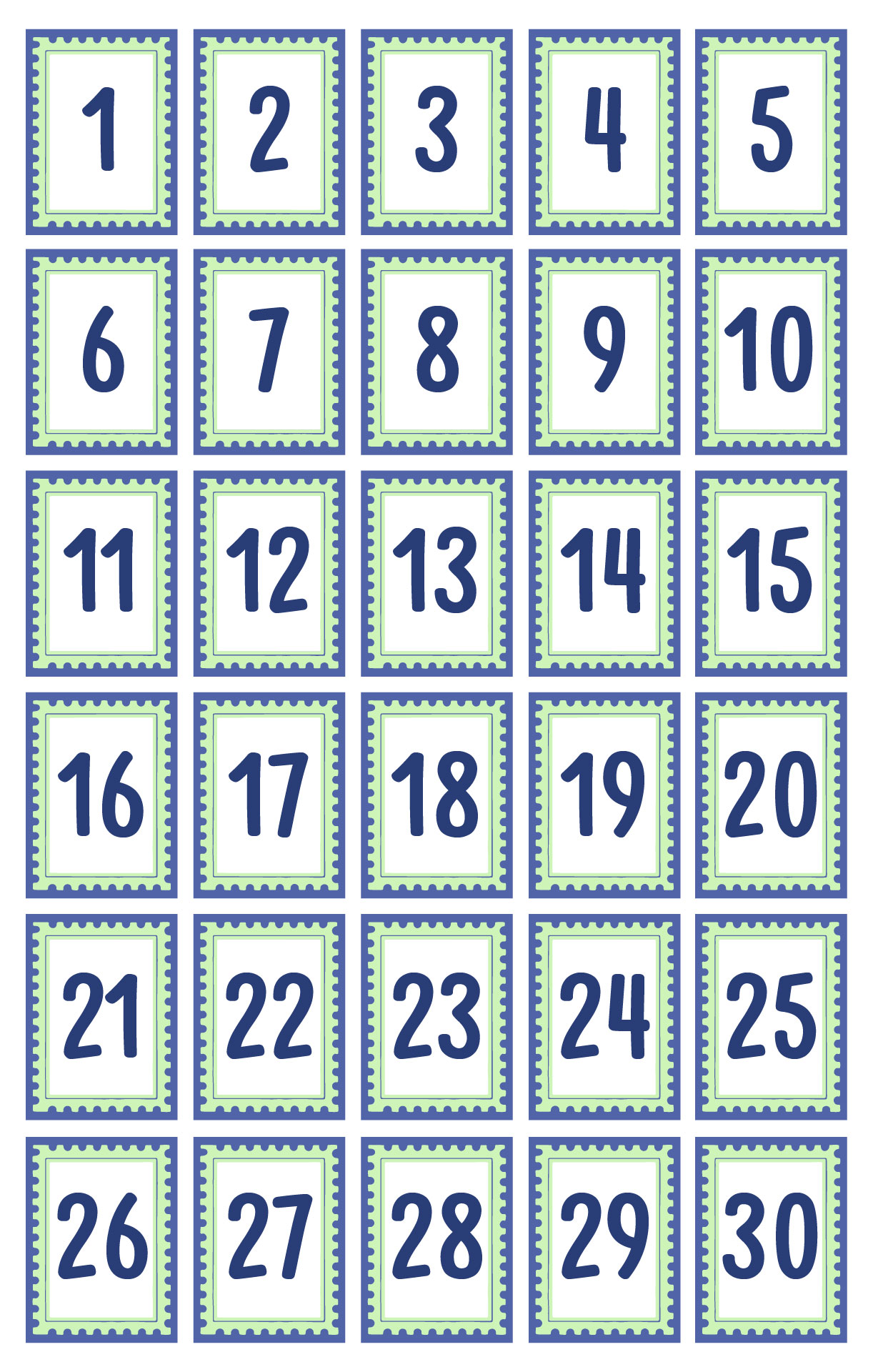 Large Printable Numbers 1-30 for Classroom Display