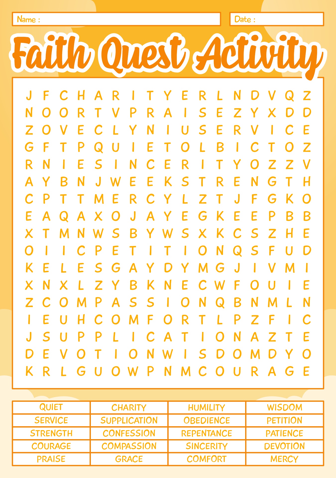 LDS Prayer Word Search Activity Sheets LDS Prayer Word Search Activity Sheets