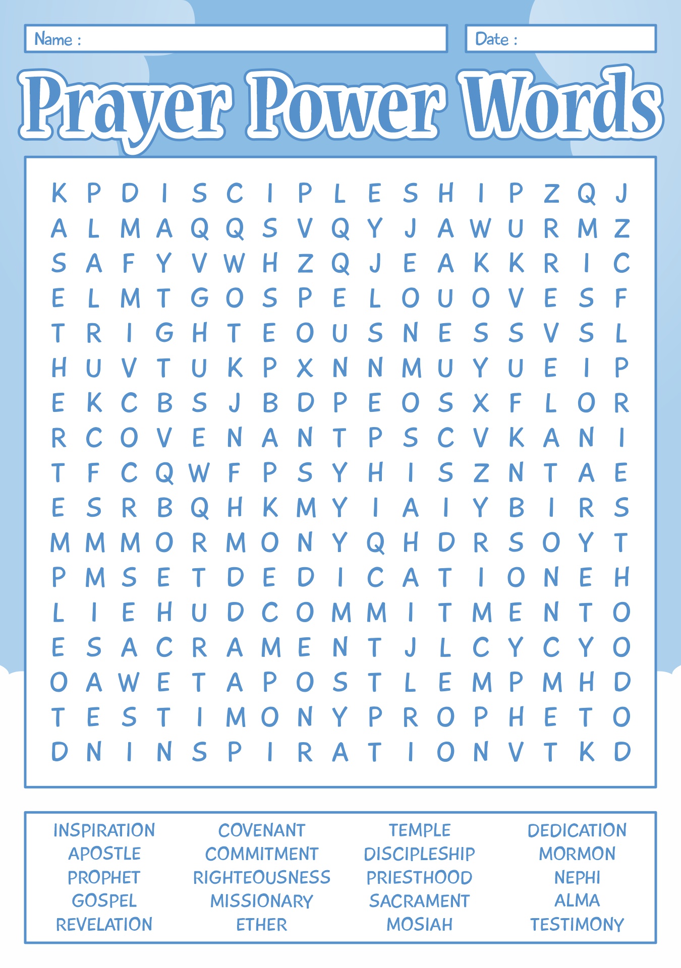LDS Prayer Word Search Games for Youth LDS Prayer Word Search Games for Youth