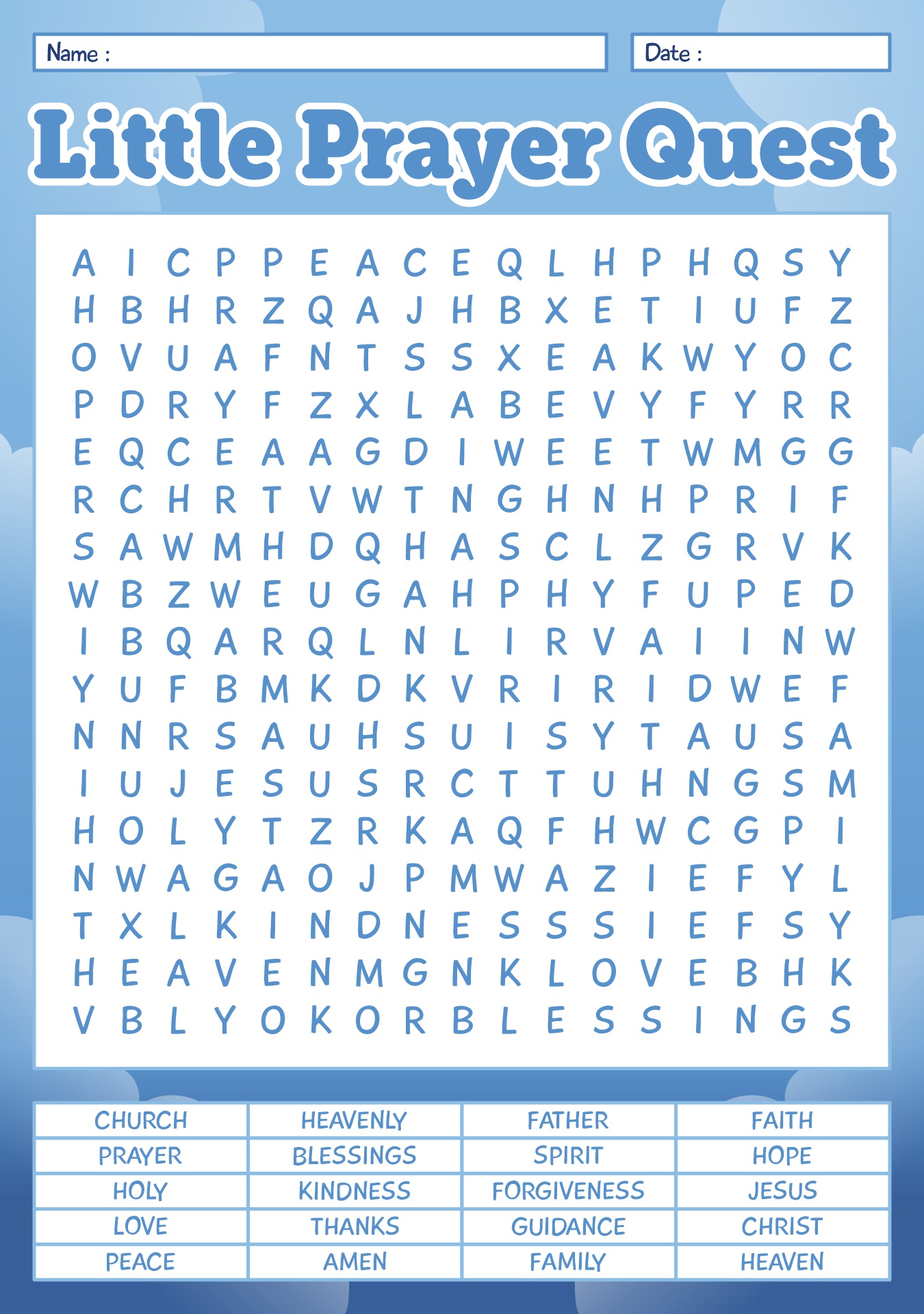 LDS Prayer Word Search Puzzle for Kids LDS Prayer Word Search Puzzle for Kids