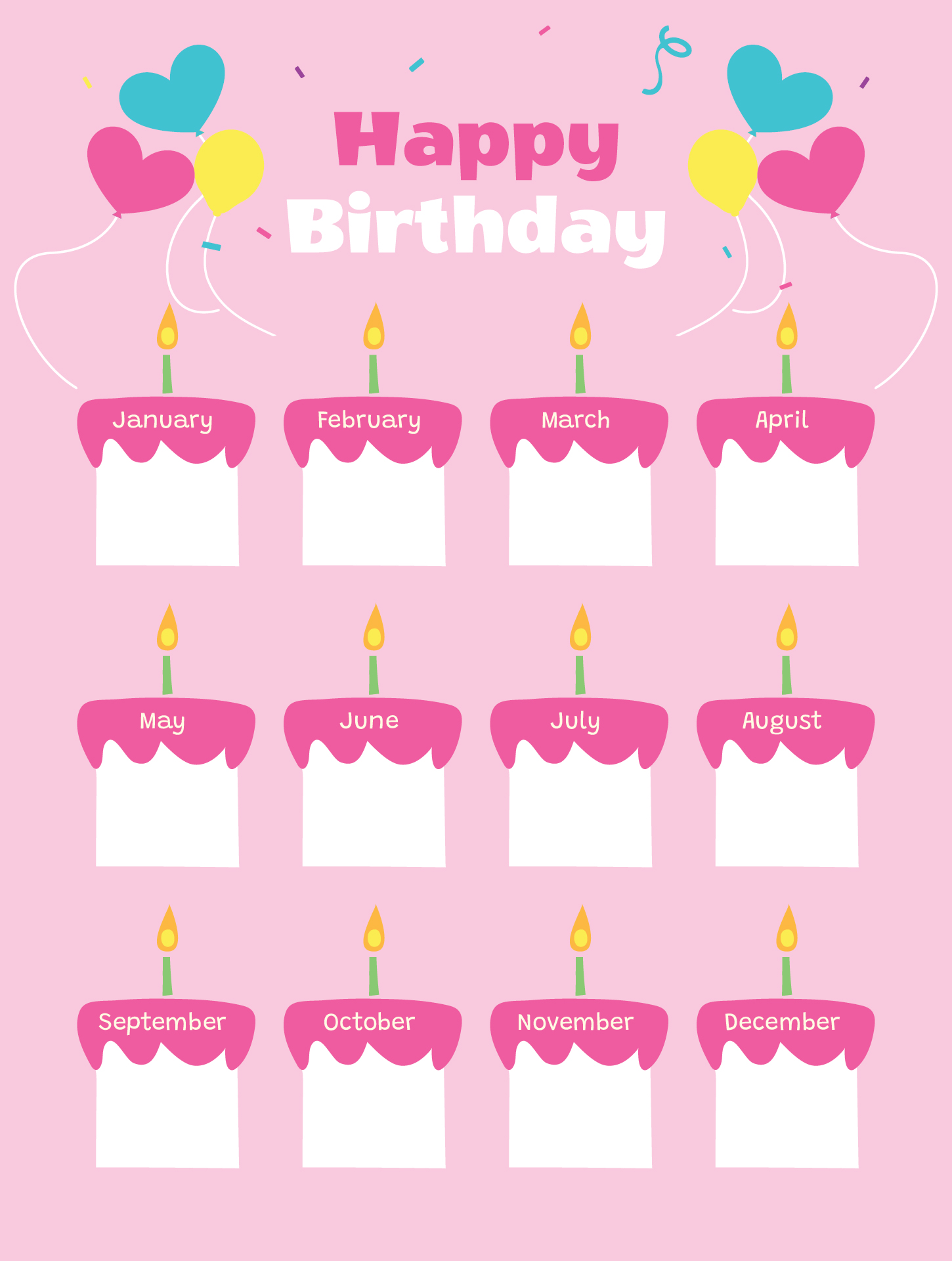 Monthly Classroom Birthday Chart Printables