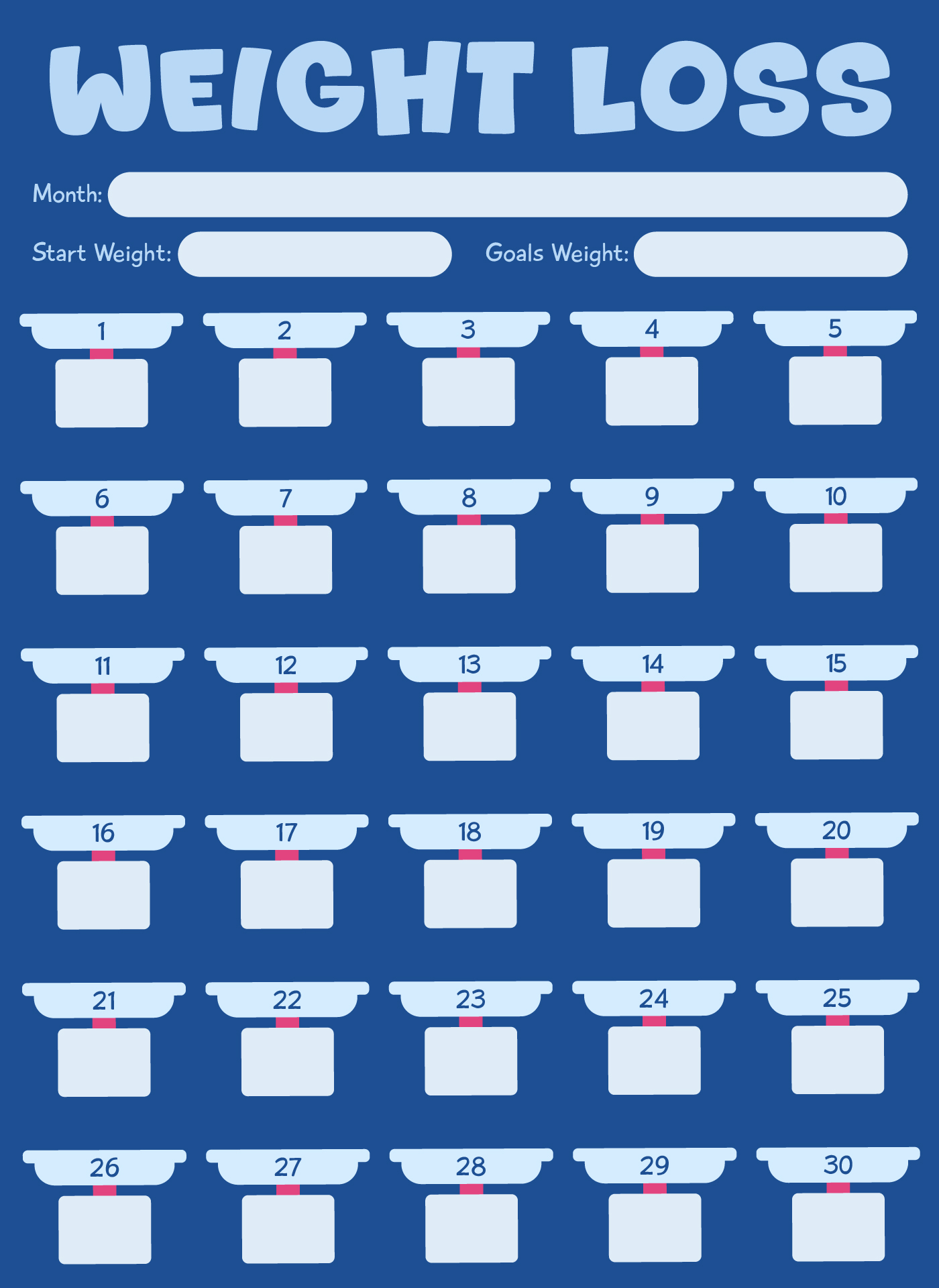 Monthly Weight Loss Progress Chart Printables Monthly Weight Loss Progress Chart Printables