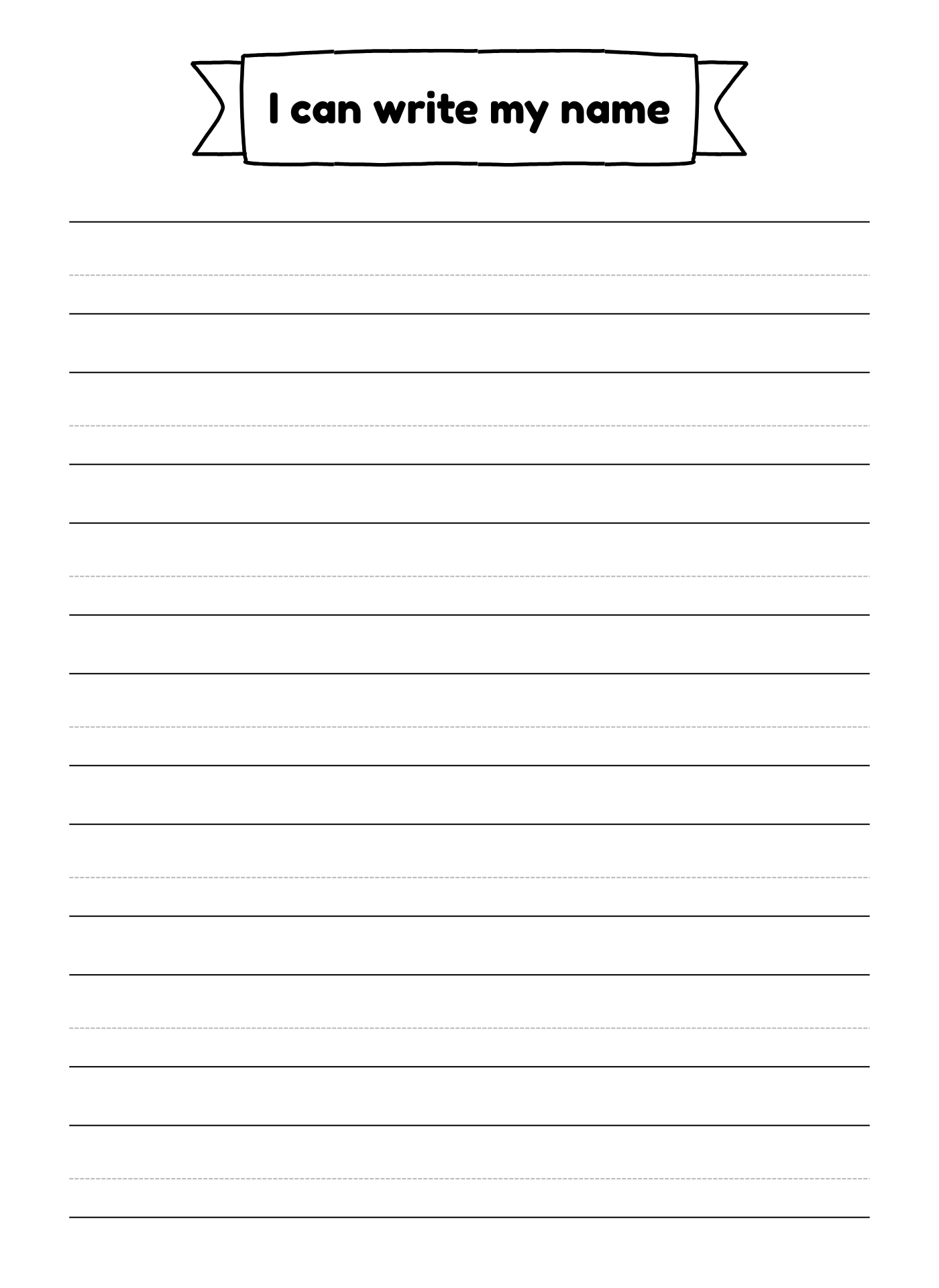 Preschool Name Writing Practice Sheets