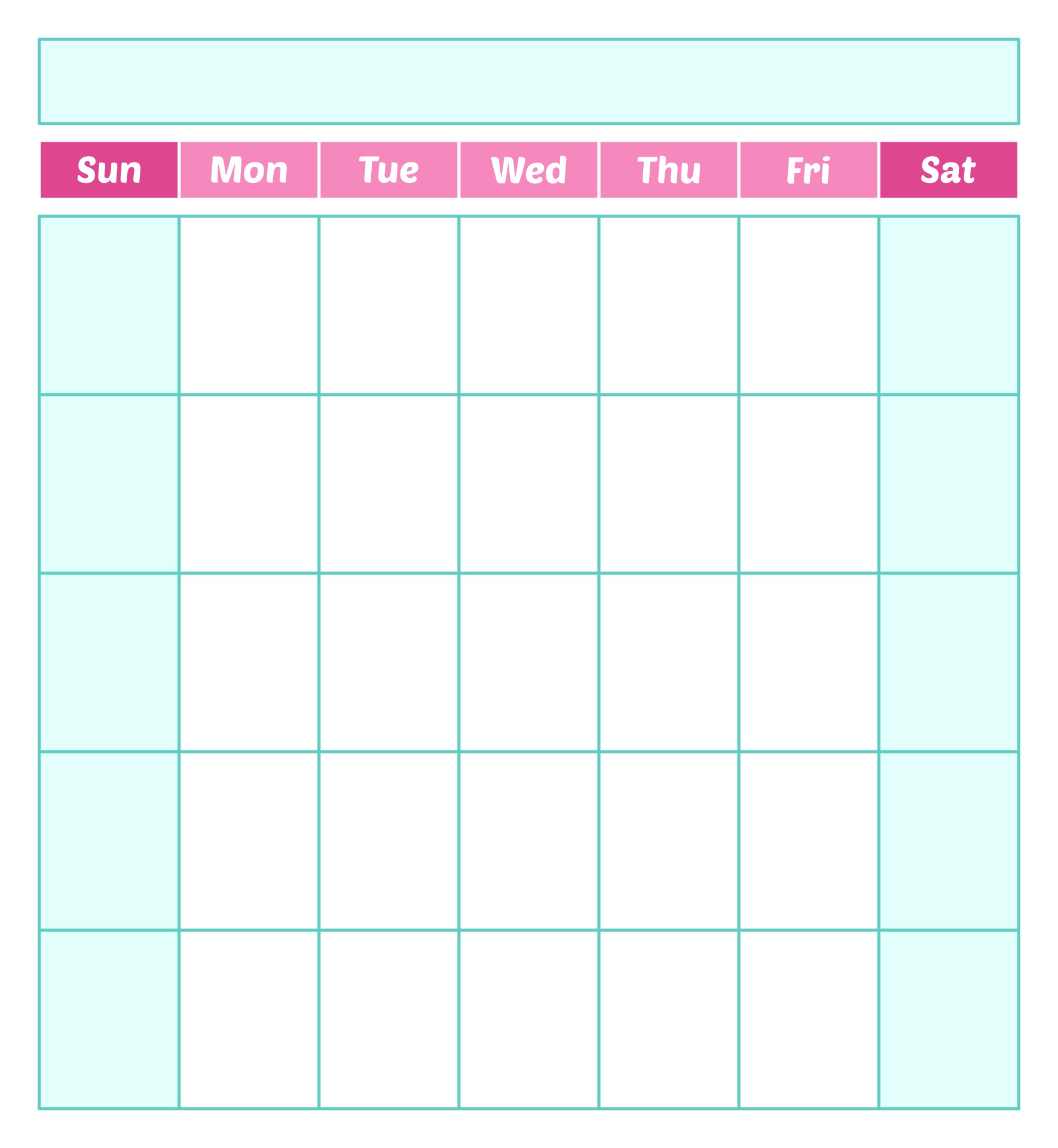 Printable Calendar Month Date Numbers